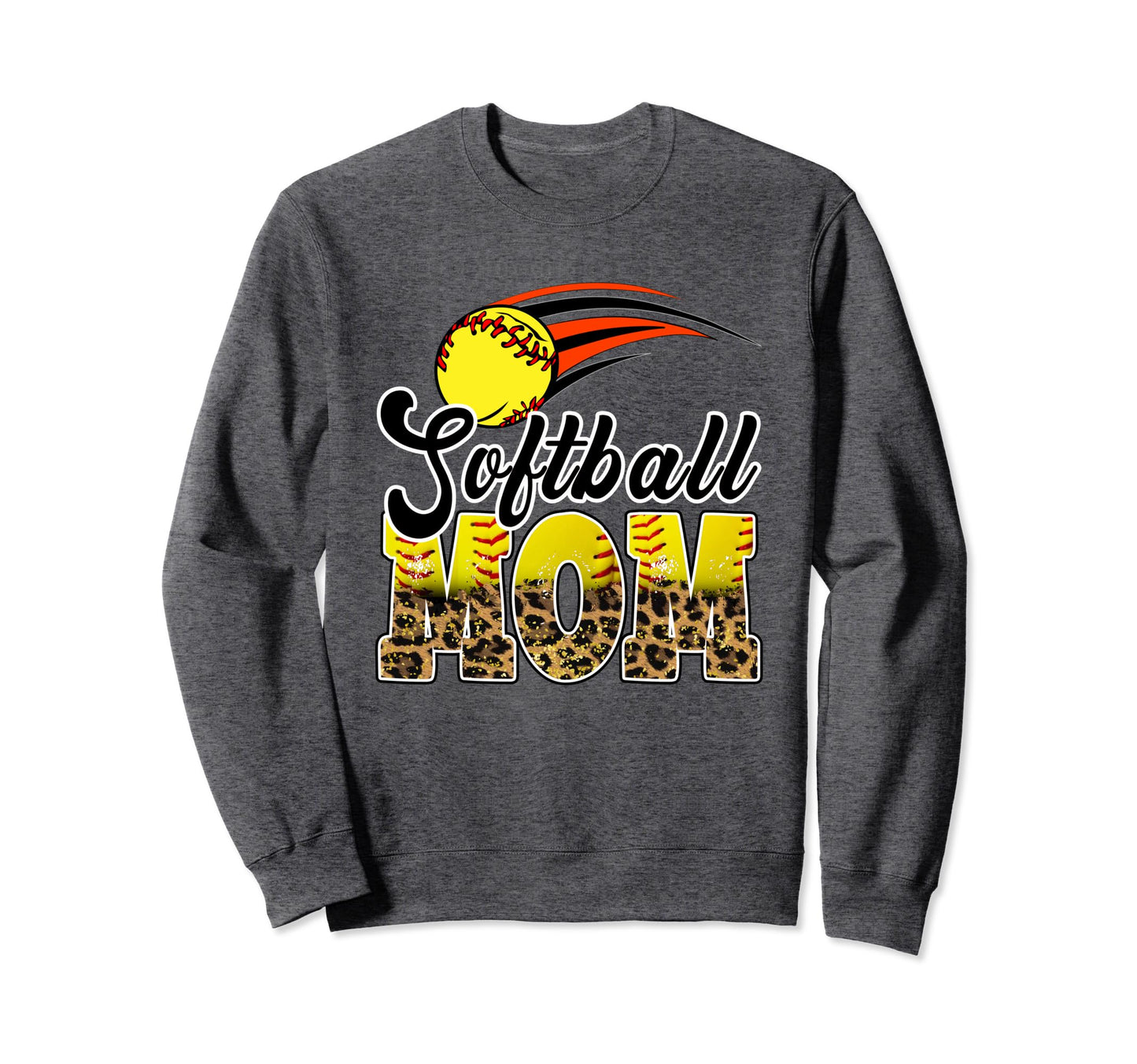Softball Mom Leopard Funny Softball Sweatshirt - Unique Graphic for Adults - T-Shirt, Sweatshirt, Hoodie