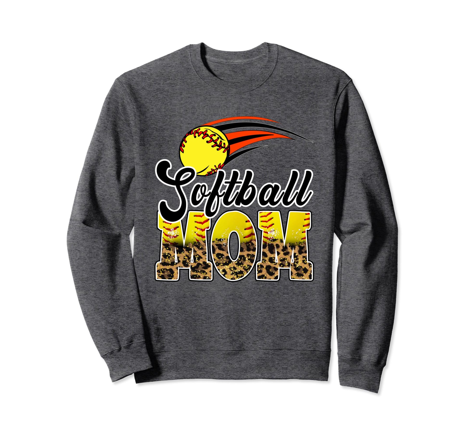 Softball Mom Leopard Funny Softball Sweatshirt - Unique Graphic for Adults - T-Shirt, Sweatshirt, Hoodie