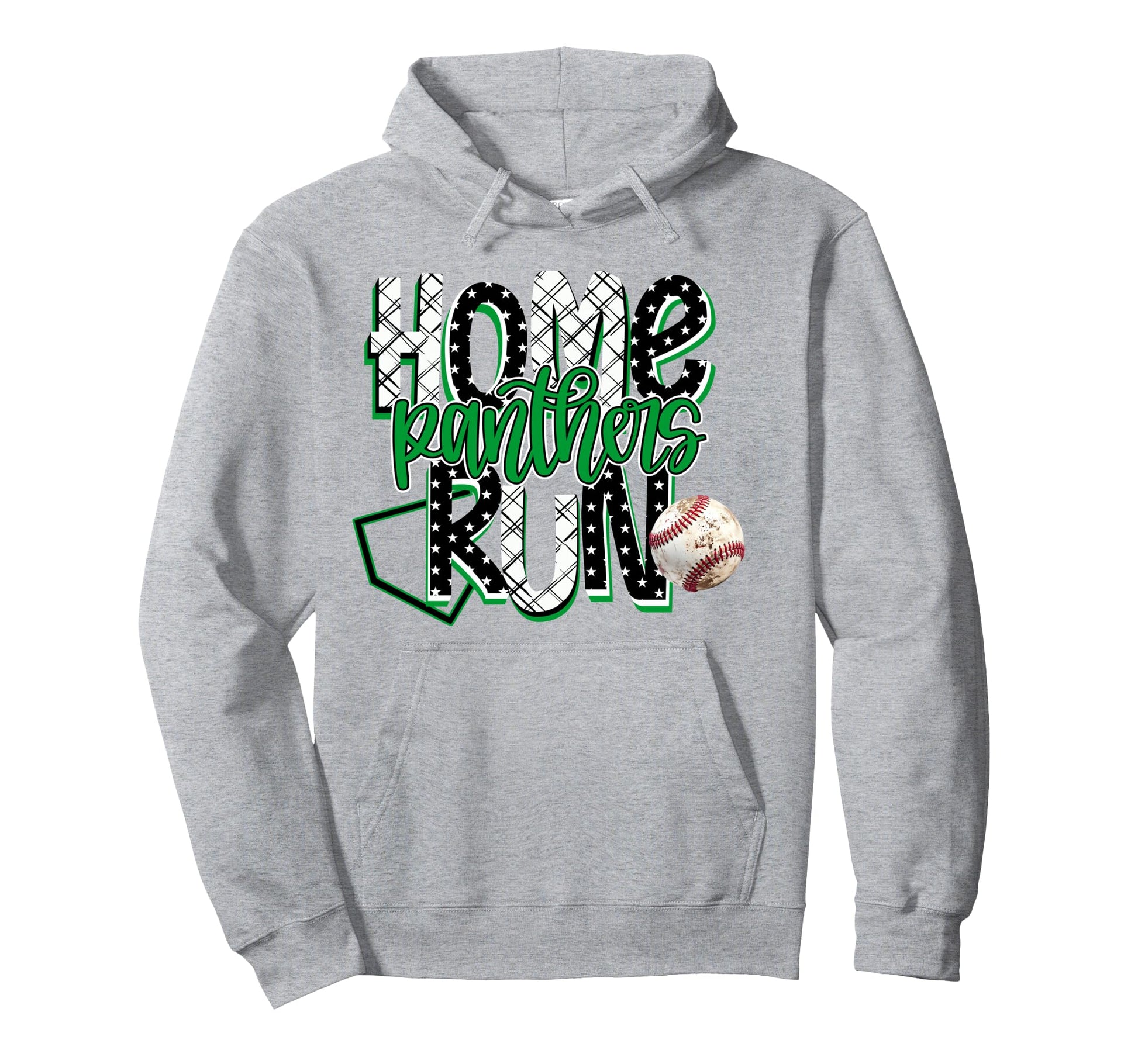 Home Run Panthers Baseball Green Hoodie - Streetwear Style for Adults - T-Shirt, Sweatshirt, Hoodie