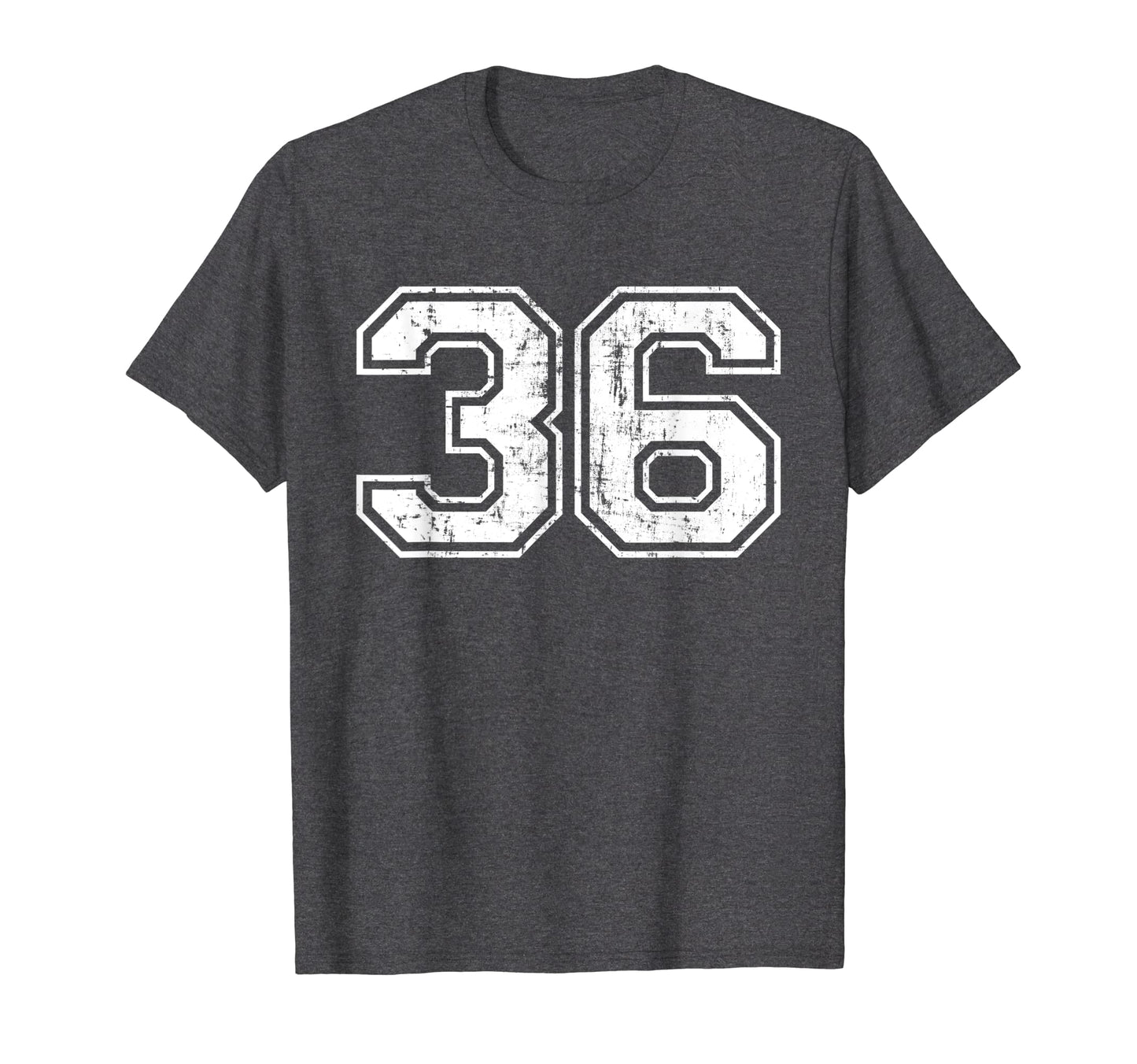 Number 36 Varsity Distressed T-Shirt - Fun Novelty Design for Adults - T-Shirt, Sweatshirt, Hoodie