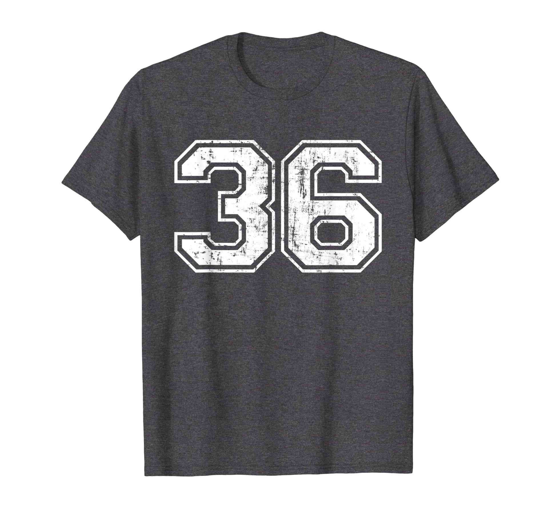 Number 36 Varsity Distressed T-Shirt - Fun Novelty Design for Adults - T-Shirt, Sweatshirt, Hoodie