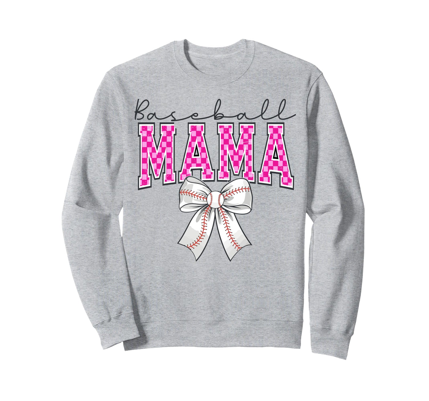 Baseball Mom Coquette Bow Sweatshirt - Casual Everyday Wear Unisex - T-Shirt, Sweatshirt, Hoodie