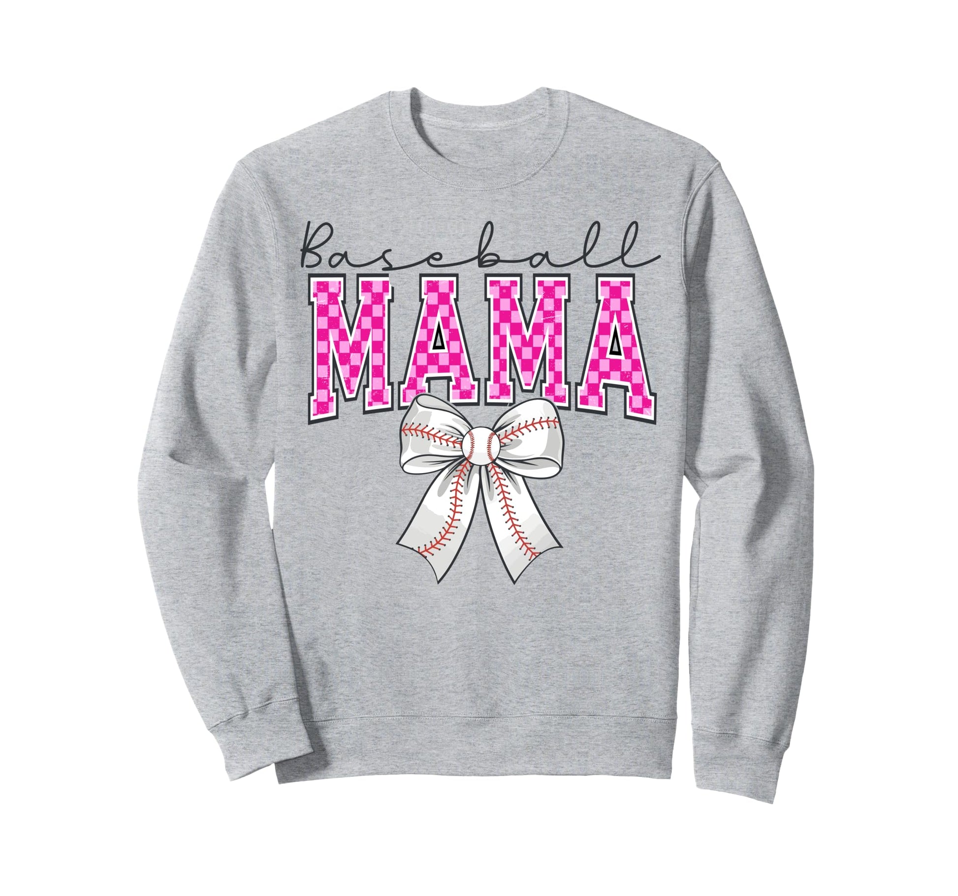 Baseball Mom Coquette Bow Sweatshirt - Casual Everyday Wear Unisex - T-Shirt, Sweatshirt, Hoodie