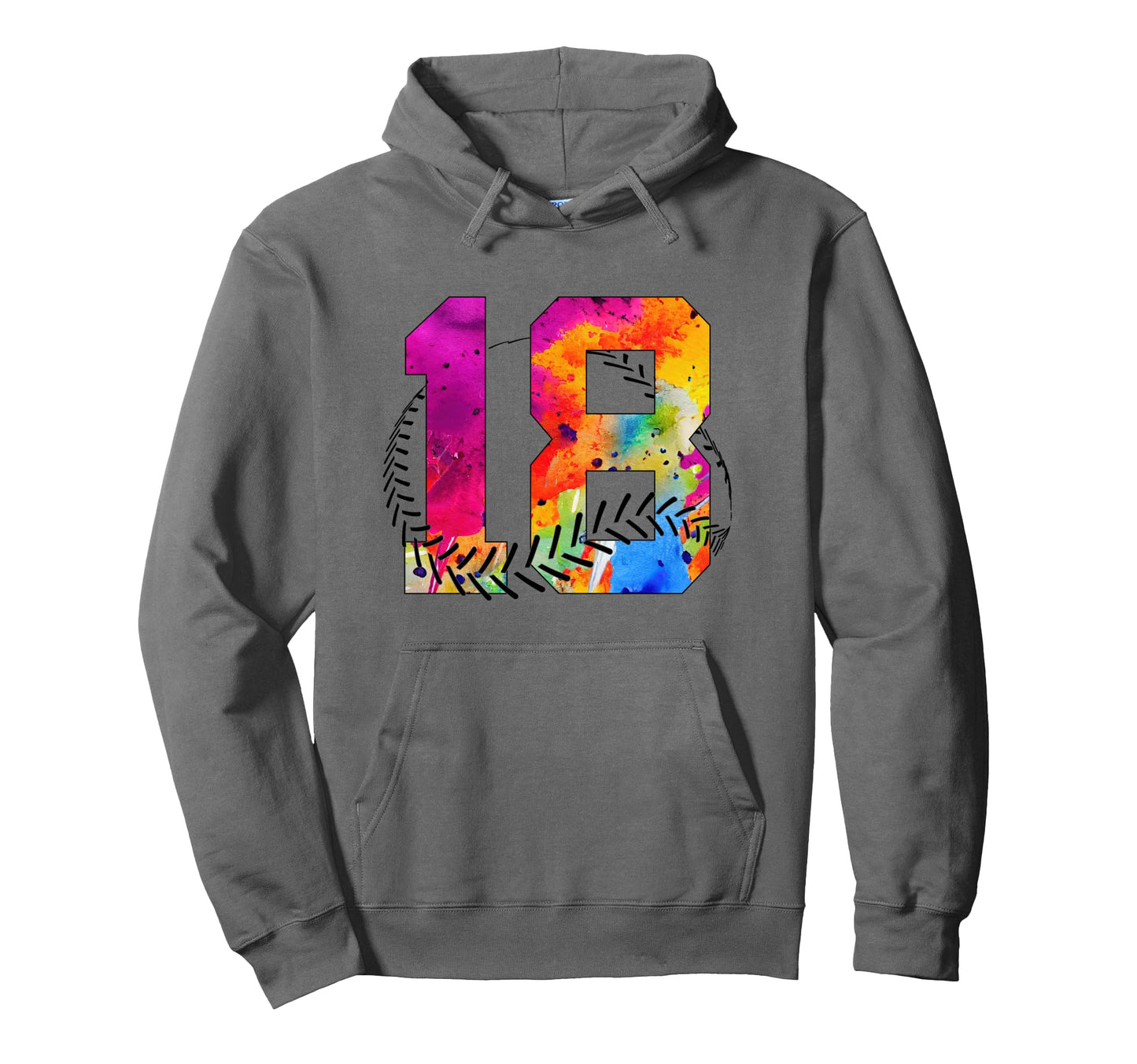 Number 18 Years Baseball 18Th Birthday Hoodie - Trendy Graphic Men Women - T-Shirt, Sweatshirt, Hoodie