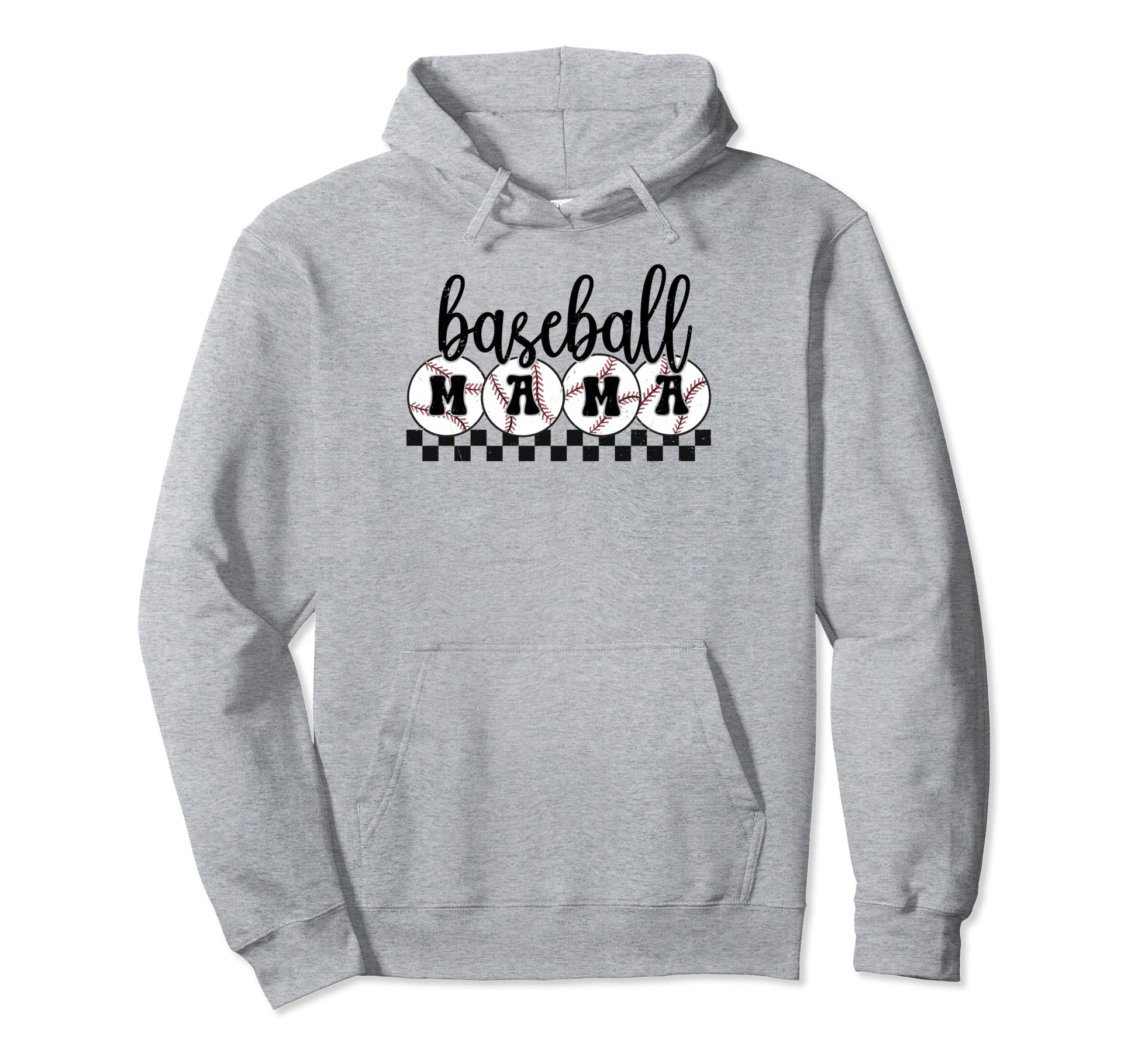 Checkered Baseball Mama Baseball Season Hoodie - Trendy Graphic Men Women - T-Shirt, Sweatshirt, Hoodie
