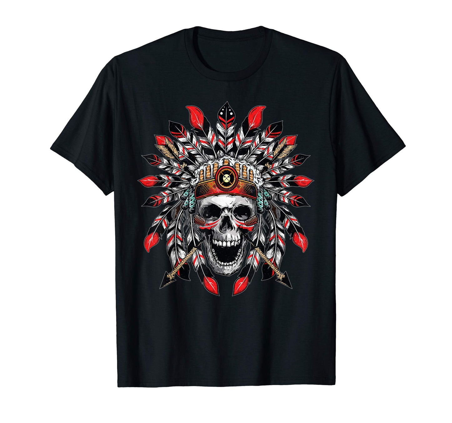 American Indian Skull Native T-Shirt - Casual Everyday Wear for Adults - T-Shirt, Sweatshirt, Hoodie