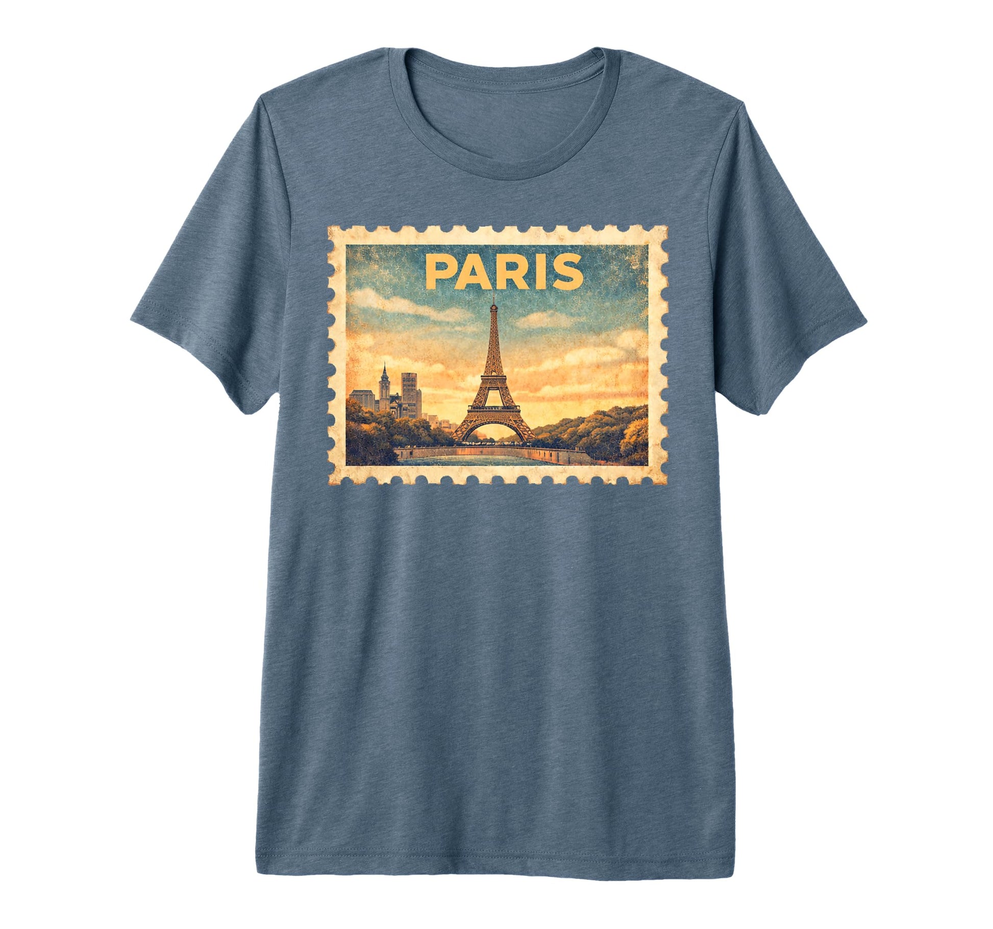 Paris Travel Stamp Art Tri Blend T-Shirt - Graphic Print Men Women - T-Shirt, Sweatshirt, Hoodie
