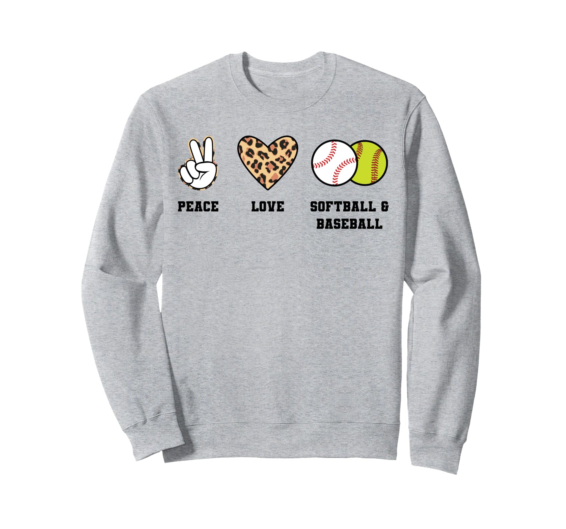 Peace Love Softball Baseball Softball Sweatshirt - Unique Graphic Unisex - T-Shirt, Sweatshirt, Hoodie
