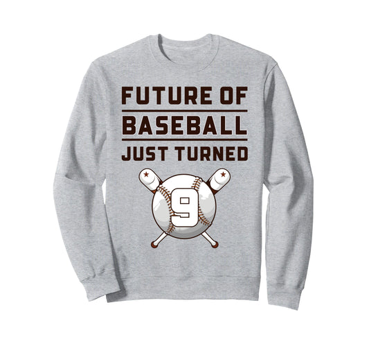 9 Year Old Baseball Birthday Sweatshirt - Custom Art Print Unisex - T-Shirt, Sweatshirt, Hoodie