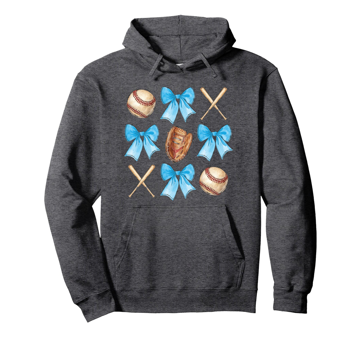 Baseball Coquette Bow Cheer Mom Hoodie - Fun Novelty Design Men Women - T-Shirt, Sweatshirt, Hoodie