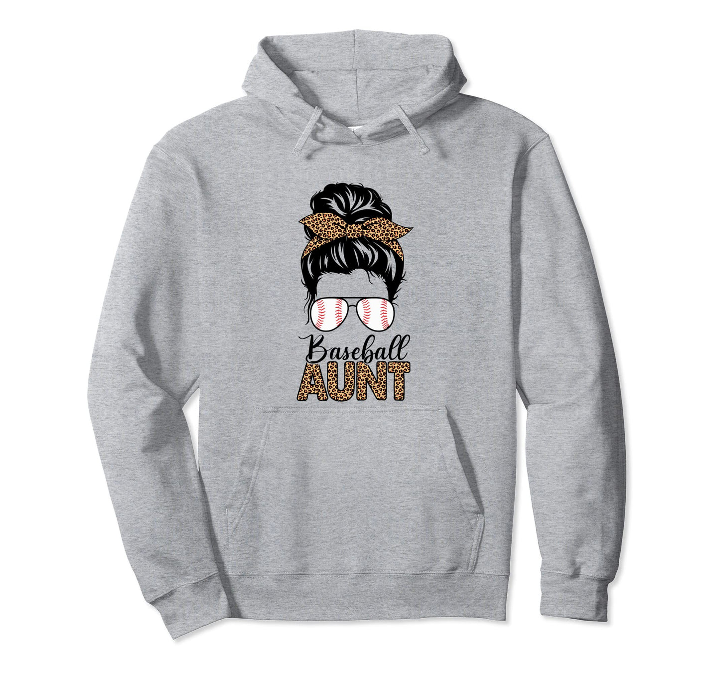 Baseball Aunt Life Messy Bun Hair Hoodie - Minimalist Print for Adults - T-Shirt, Sweatshirt, Hoodie