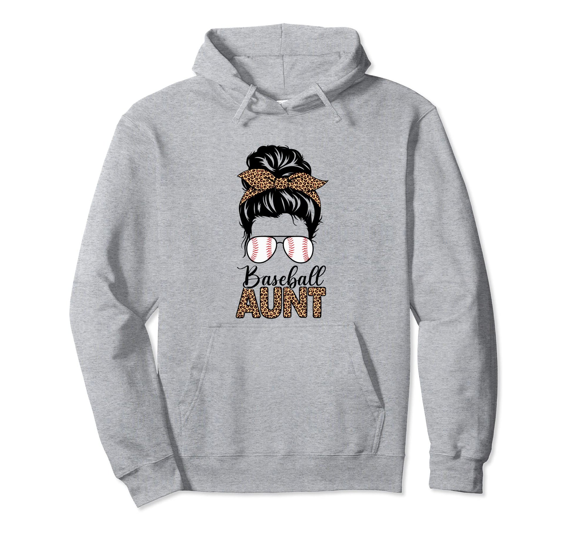 Baseball Aunt Life Messy Bun Hair Hoodie - Minimalist Print for Adults - T-Shirt, Sweatshirt, Hoodie
