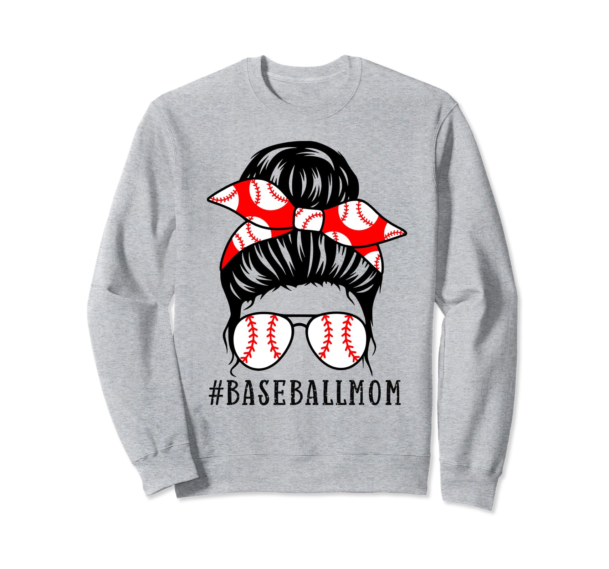 Baseball Mom Leopard Messy Bun Game Sweatshirt - Trendy Graphic Men Women - T-Shirt, Sweatshirt, Hoodie
