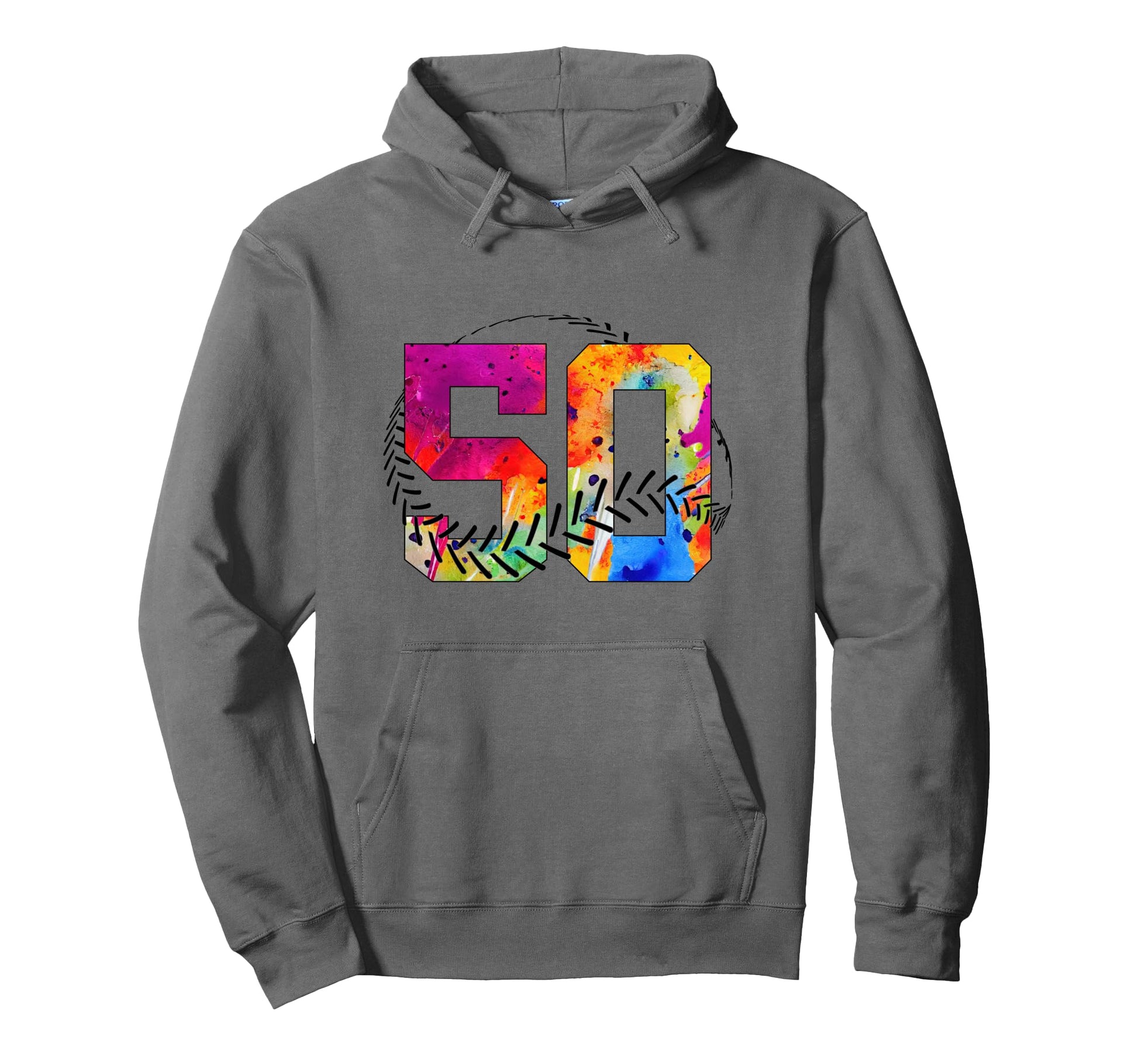 Number 50 Years Baseball 50Th Birthday Hoodie - Novelty Apparel Unisex - T-Shirt, Sweatshirt, Hoodie