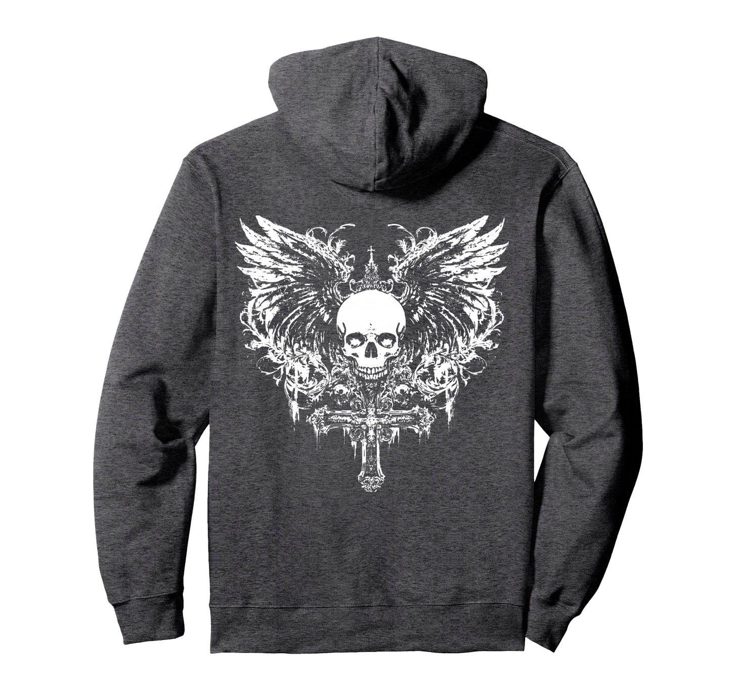 Emo Y2K Grunge Aesthetic Skull Cross Goth Hoodie - Graphic Print Men Women - T-Shirt, Sweatshirt, Hoodie