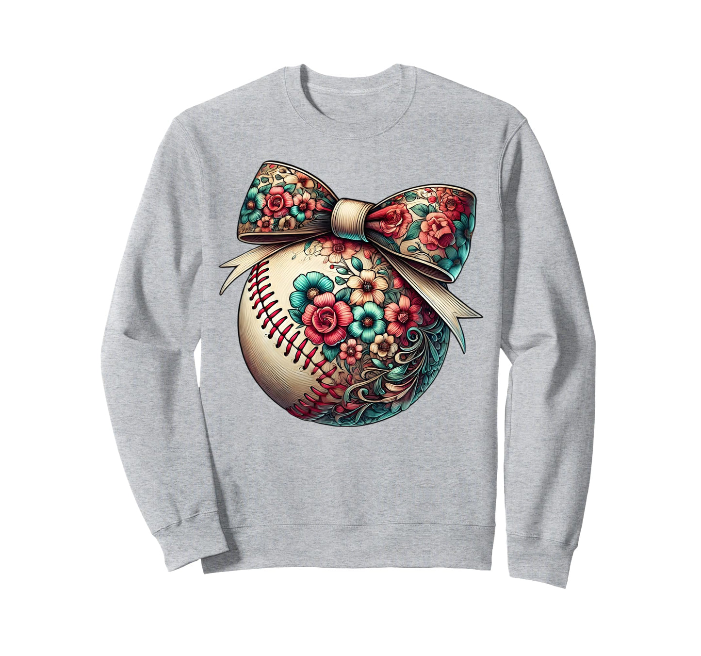 Floral Baseball Player Flower Sweatshirt - Graphic Print for Adults - T-Shirt, Sweatshirt, Hoodie
