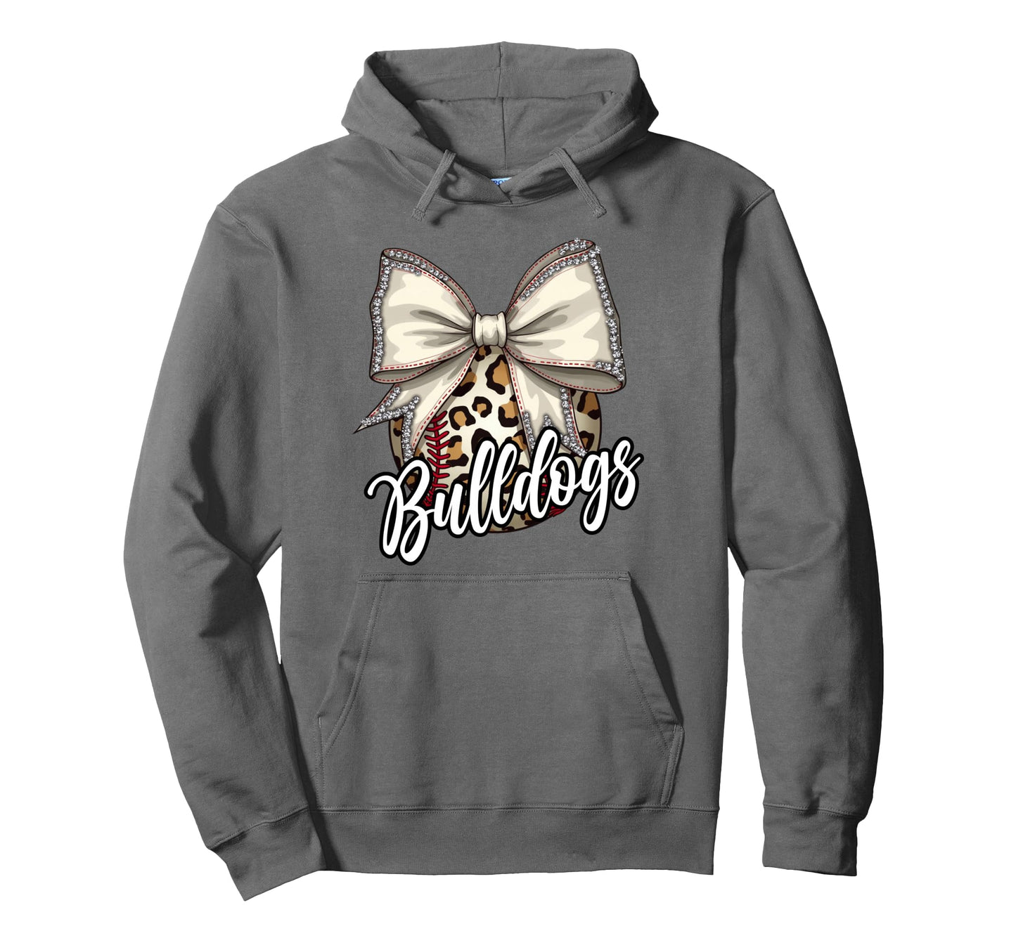 Bulldogs Baseball Mom Leopard Hoodie - Fun Novelty Design for Adults - T-Shirt, Sweatshirt, Hoodie