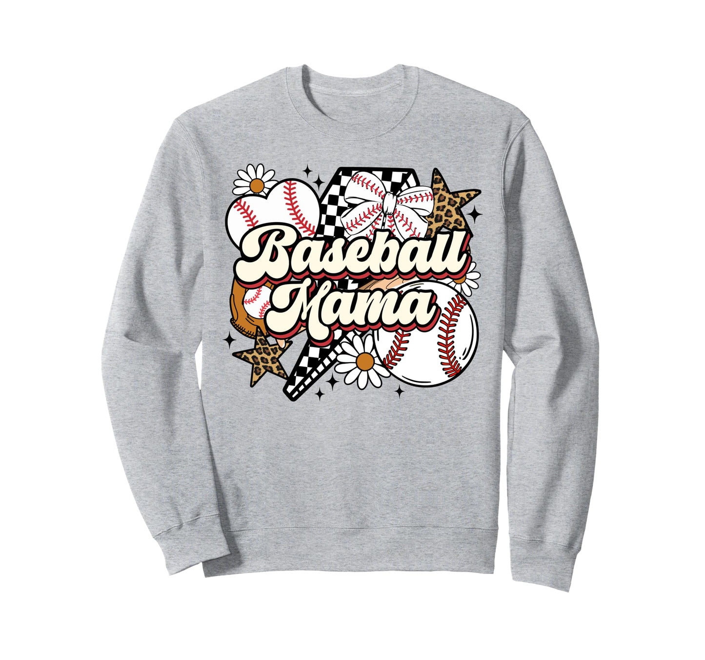 Baseball Mama Leopard Funny Baseball Sweatshirt - Aesthetic Graphic Unisex - T-Shirt, Sweatshirt, Hoodie