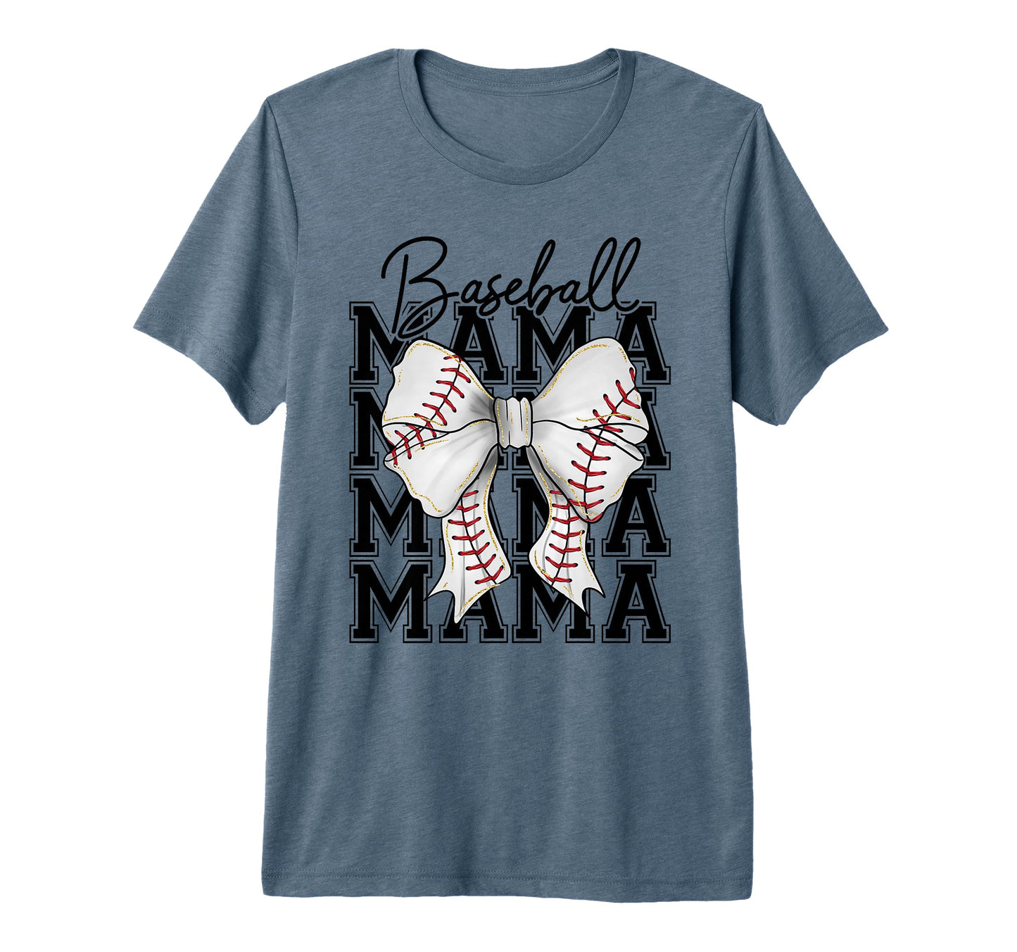 Baseball Mama Mom Coquette Bow T-Shirt - Custom Art Print for Adults - T-Shirt, Sweatshirt, Hoodie