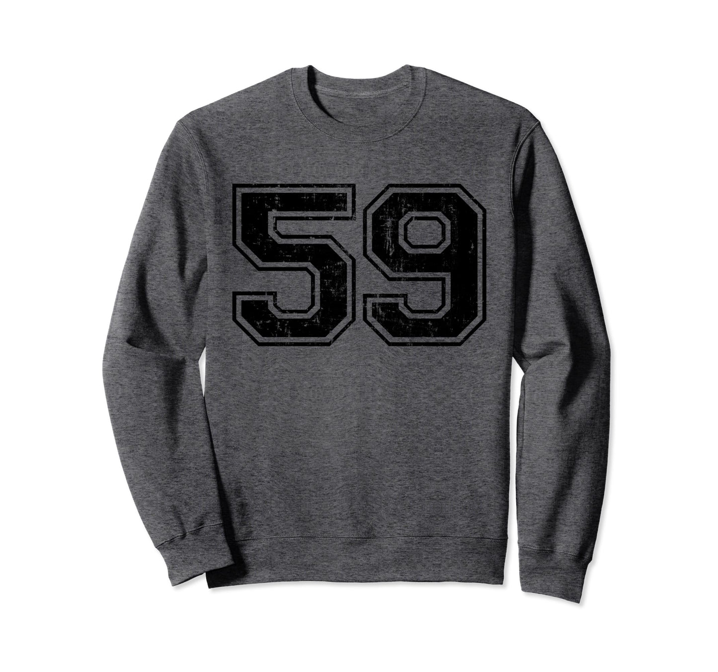 Number 59 Varsity Distressed Sport Team Sweatshirt - Graphic Print Unisex - T-Shirt, Sweatshirt, Hoodie