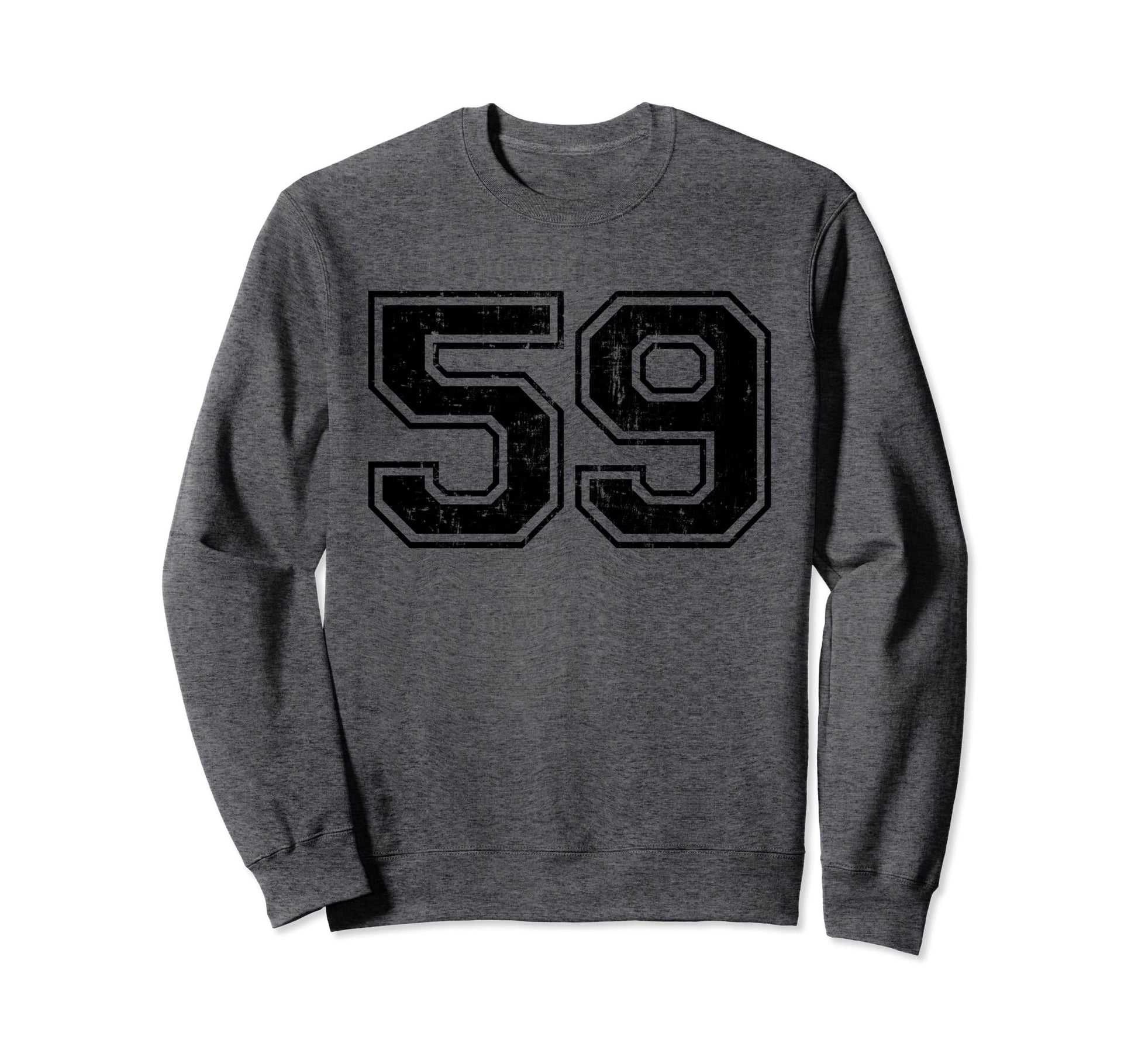 Number 59 Varsity Distressed Sport Team Sweatshirt - Graphic Print Unisex - T-Shirt, Sweatshirt, Hoodie