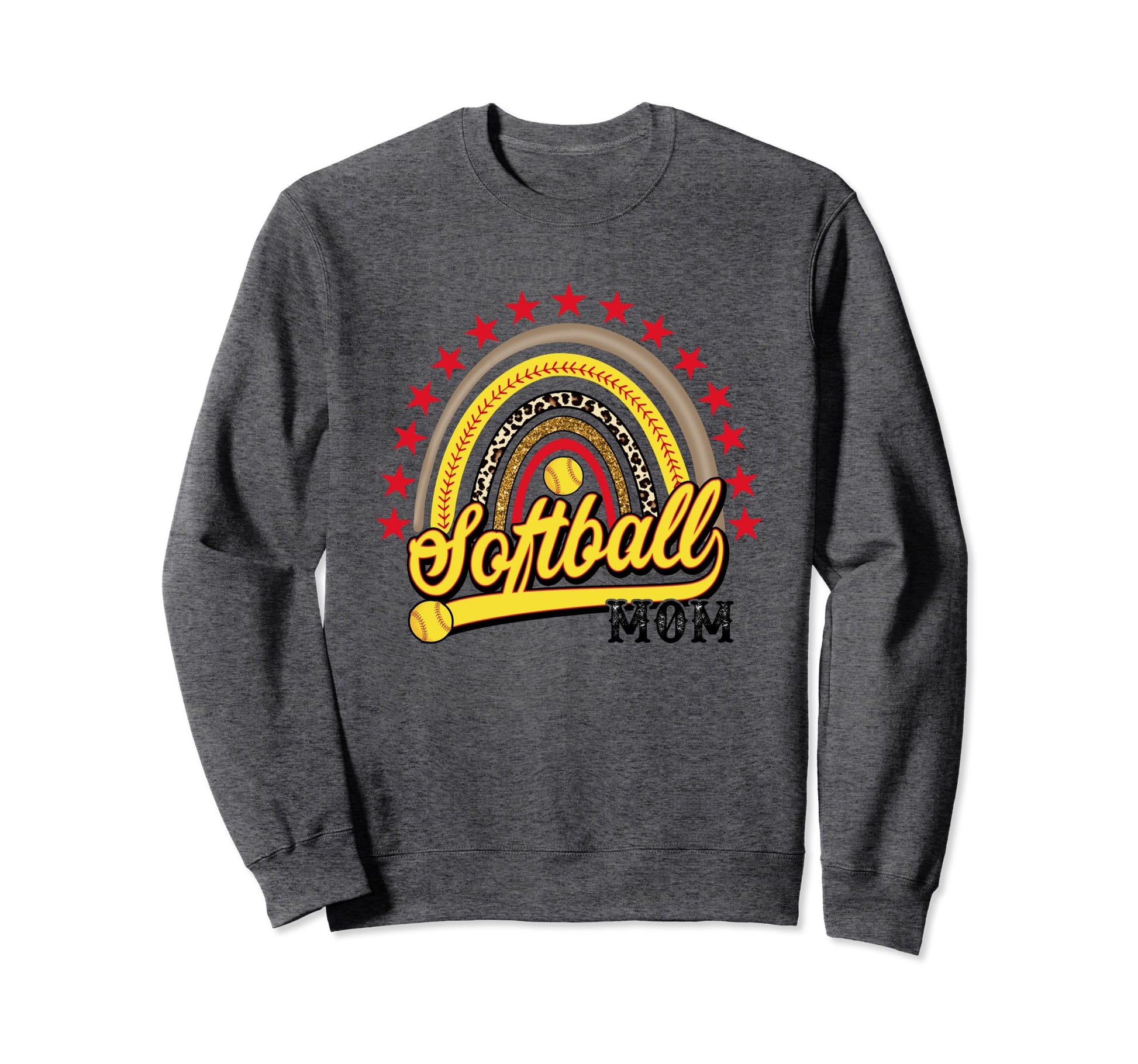 Softball Mom Leopard Funny Softball Sweatshirt - Trendy Graphic for Adults - T-Shirt, Sweatshirt, Hoodie