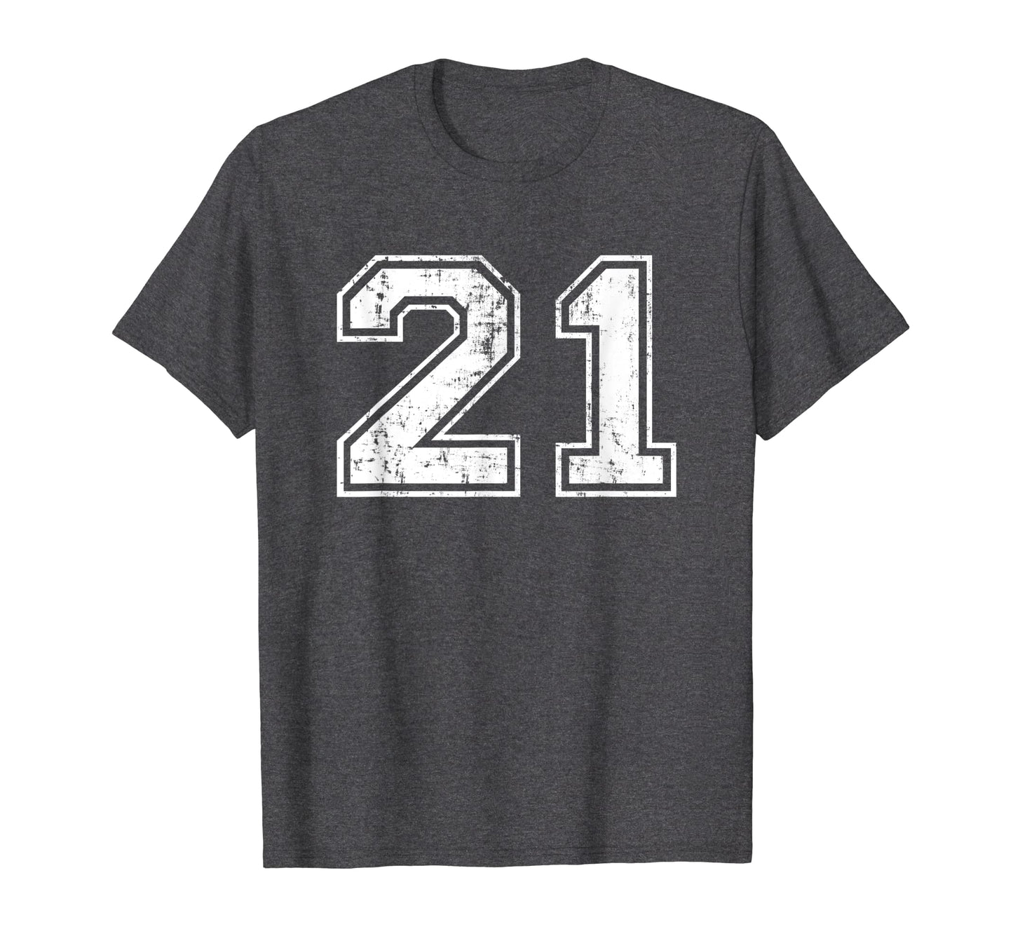 Number 21 Varsity Distressed Sports Team T-Shirt - Trendy Graphic Unisex - T-Shirt, Sweatshirt, Hoodie