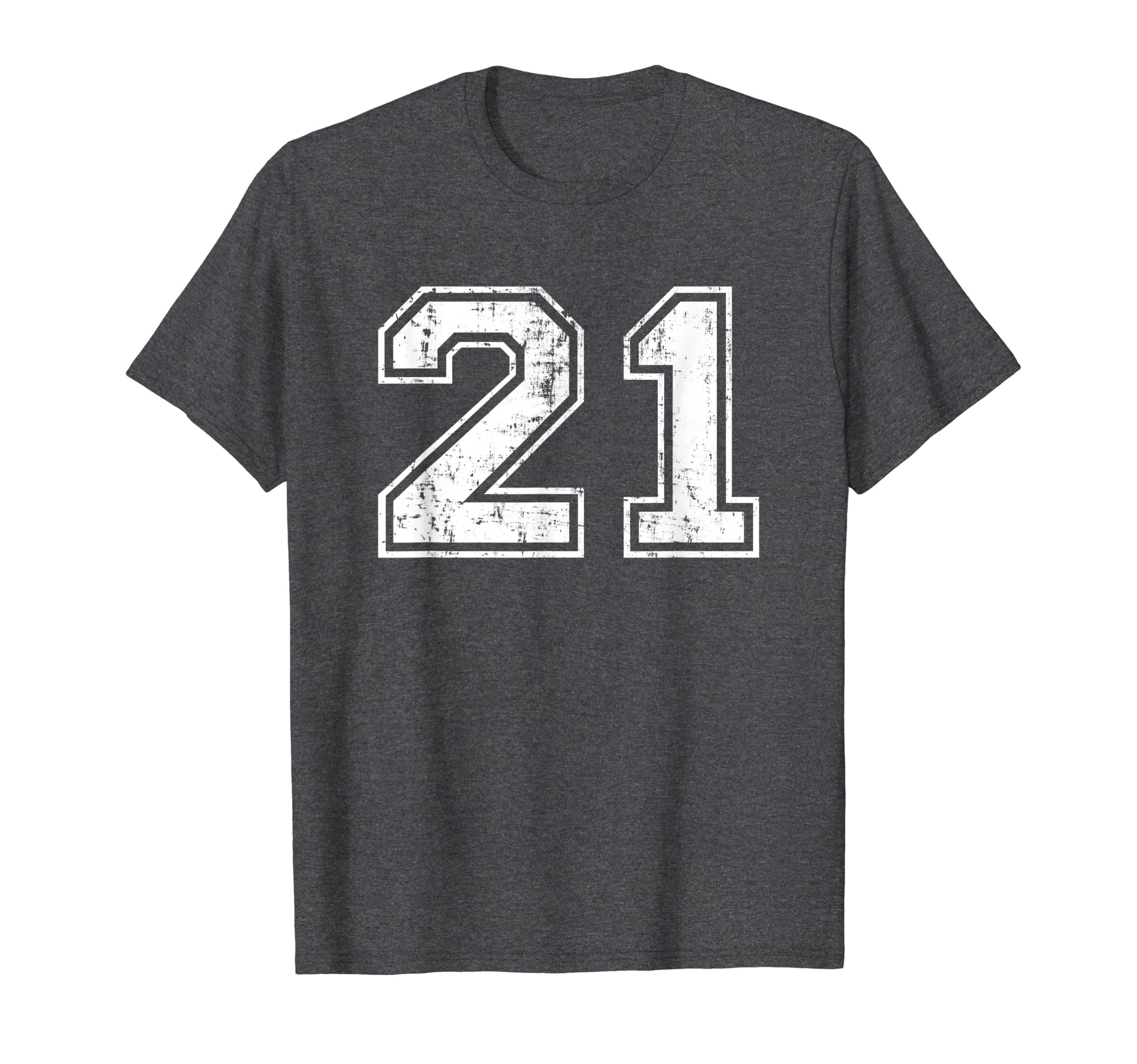 Number 21 Varsity Distressed Sports Team T-Shirt - Trendy Graphic Unisex - T-Shirt, Sweatshirt, Hoodie