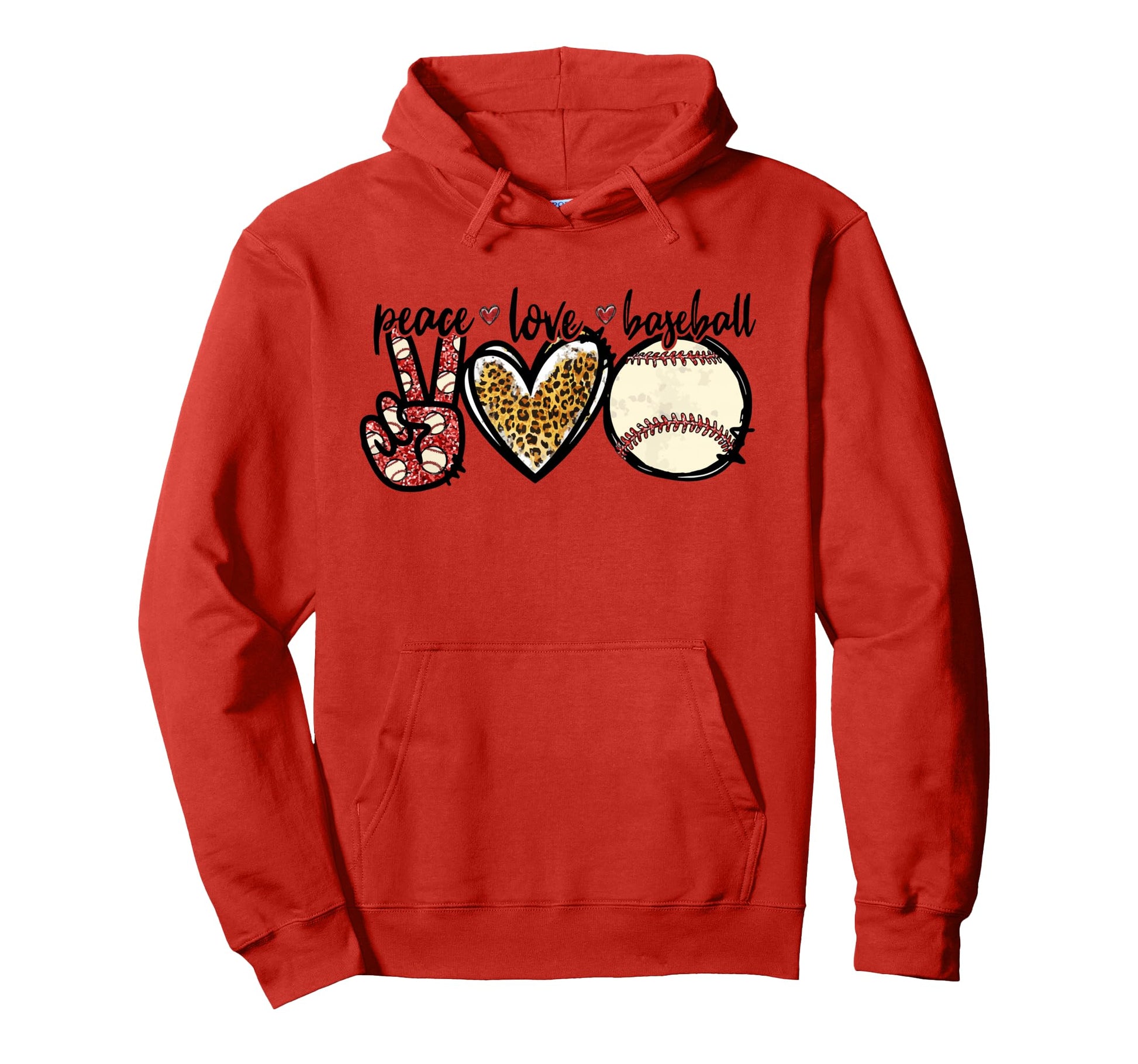 Peace Love Baseball Mom Leopard Hoodie - Streetwear Style Men Women - T-Shirt, Sweatshirt, Hoodie