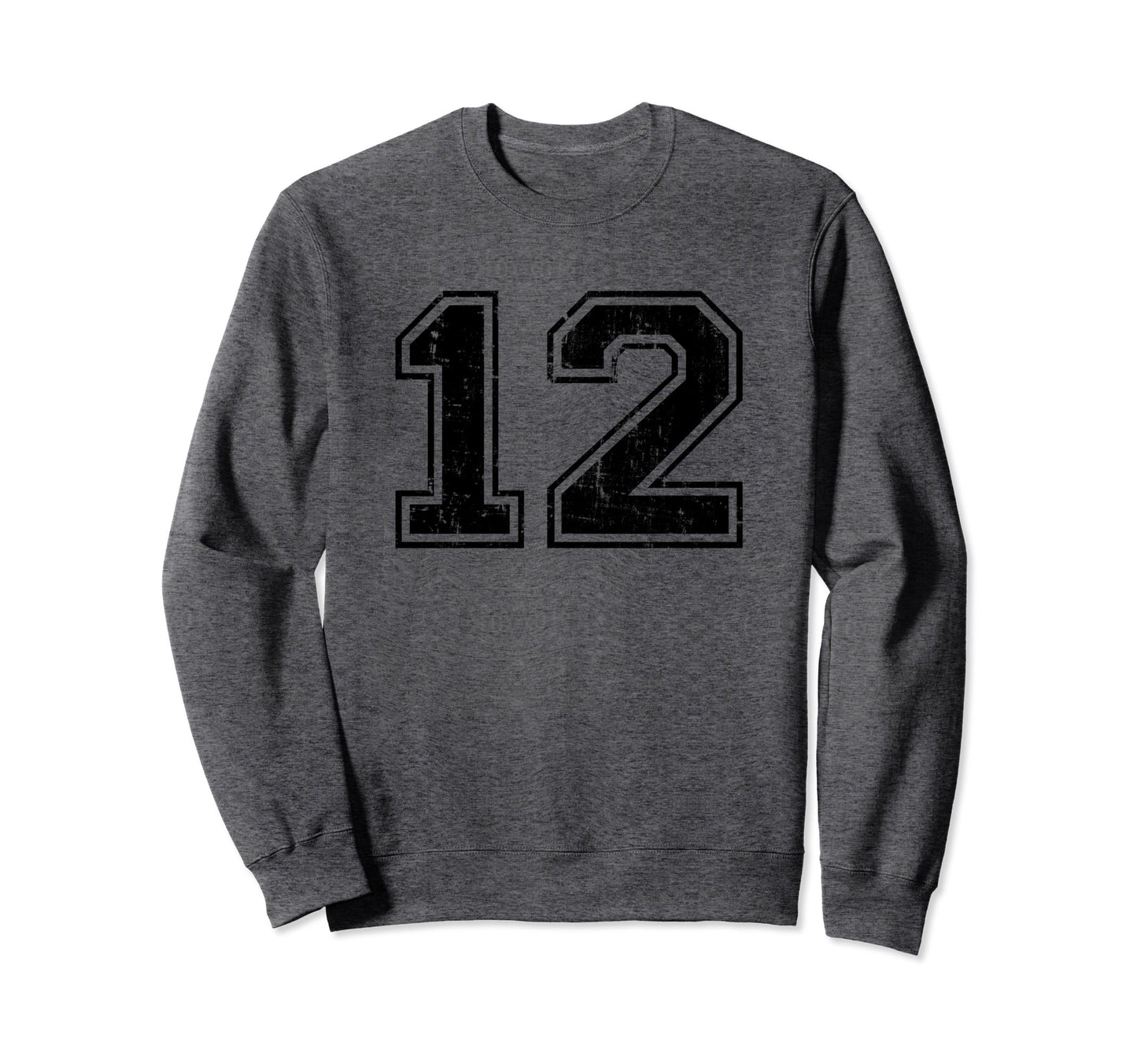 Number 12 Varsity Distressed Sweatshirt - Aesthetic Graphic for Adults - T-Shirt, Sweatshirt, Hoodie