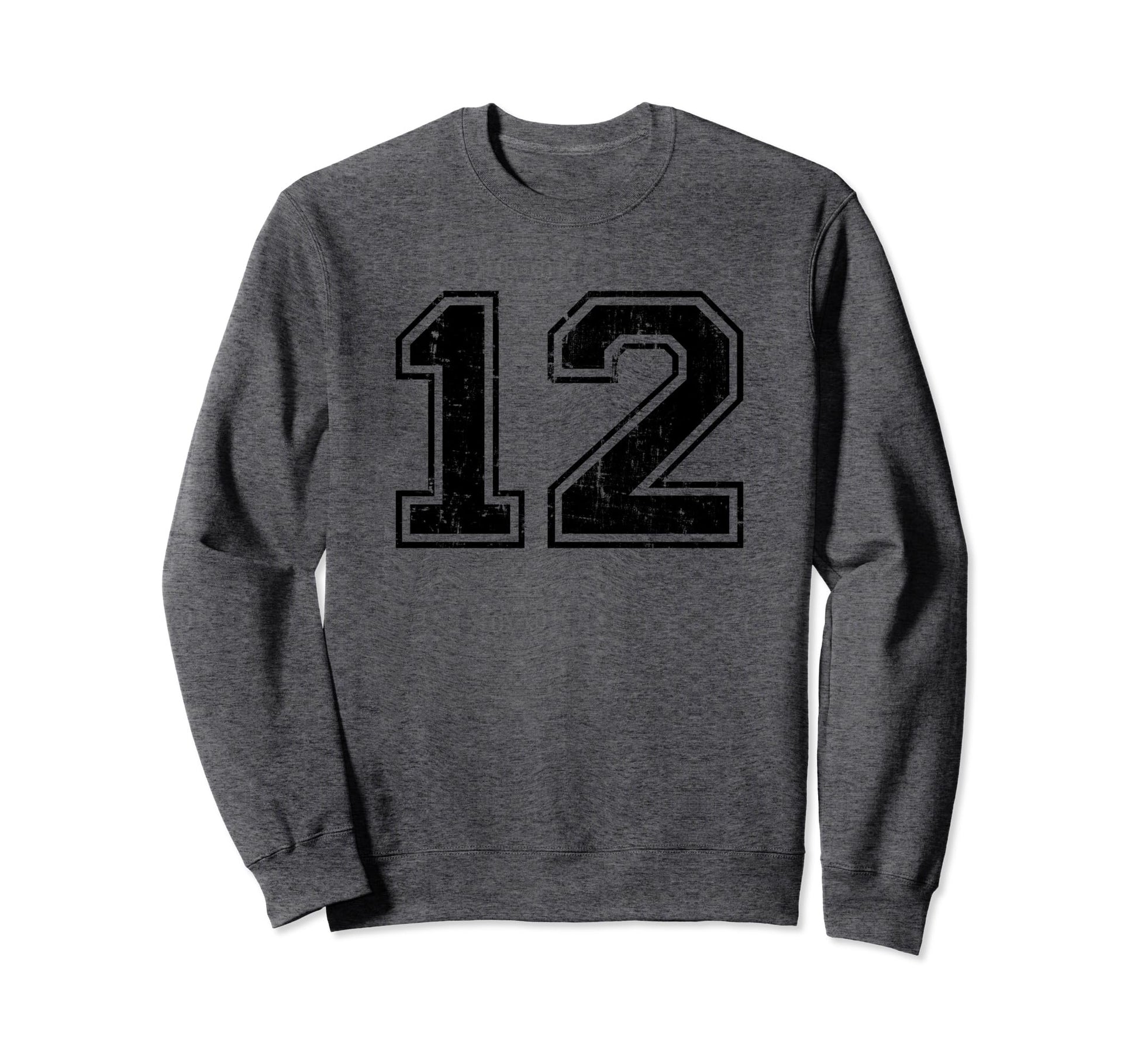 Number 12 Varsity Distressed Sweatshirt - Aesthetic Graphic for Adults - T-Shirt, Sweatshirt, Hoodie