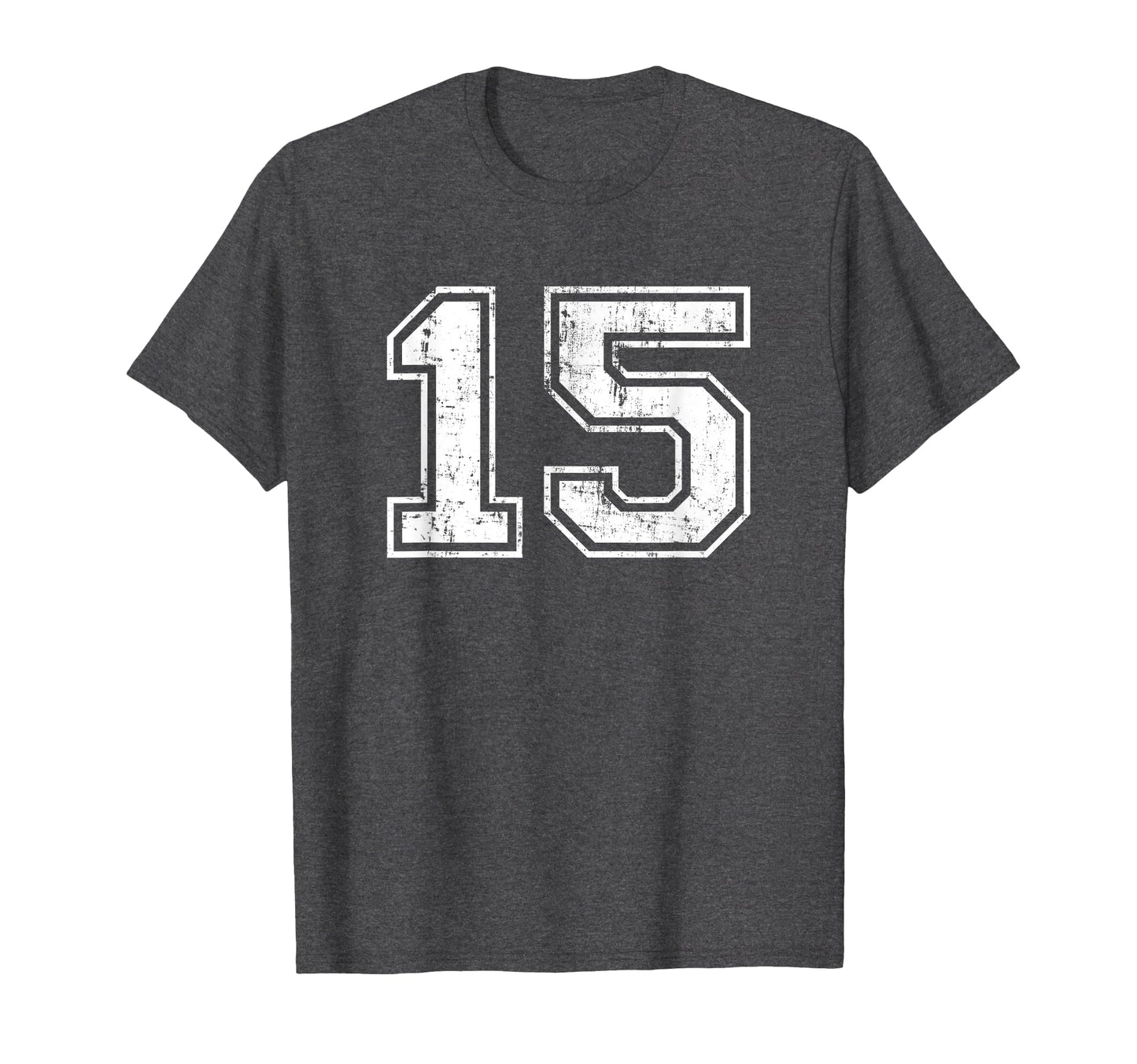 Number 15 Varsity Distressed Sports T-Shirt - Graphic Print for Adults - T-Shirt, Sweatshirt, Hoodie