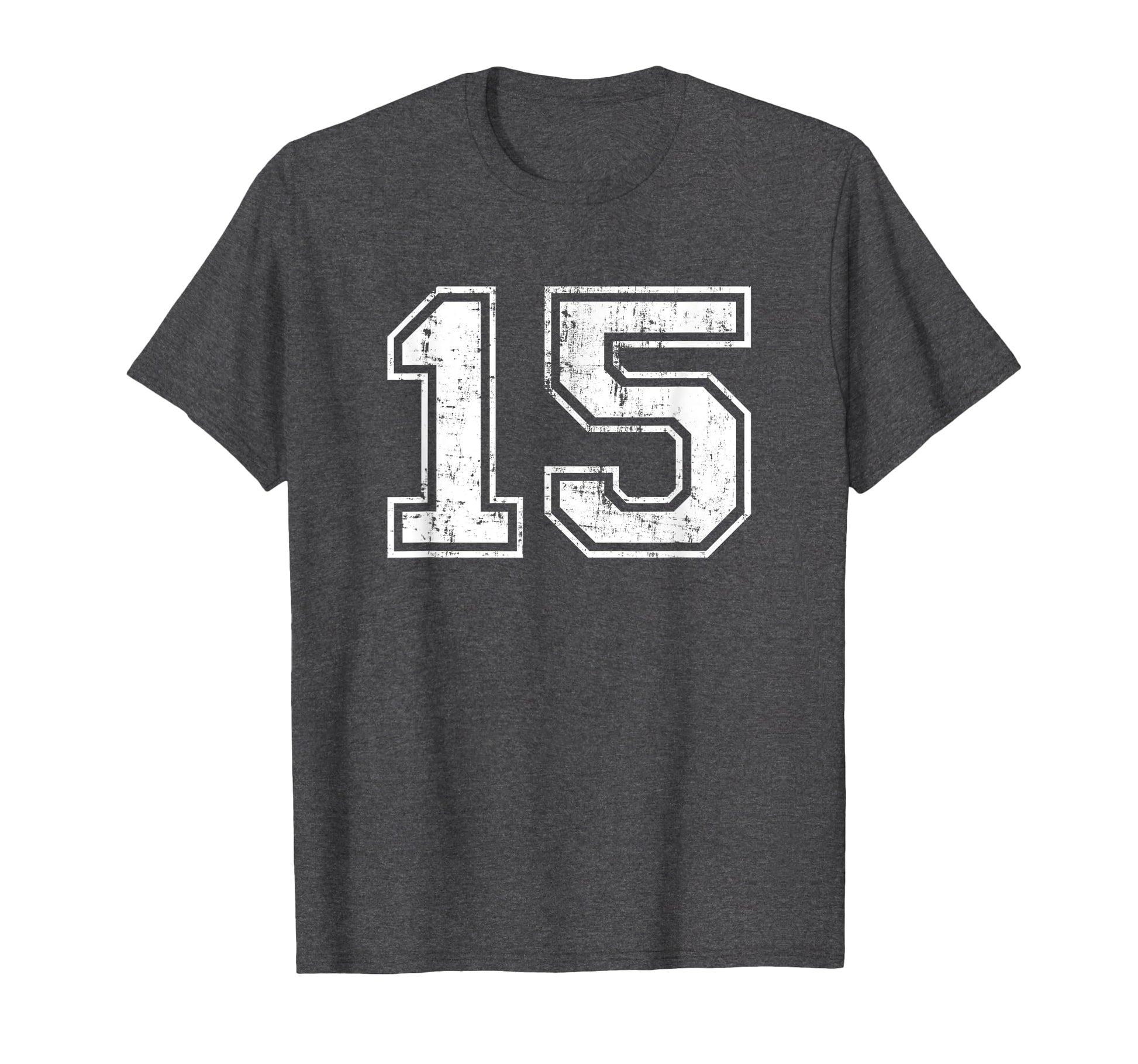 Number 15 Varsity Distressed Sports T-Shirt - Graphic Print for Adults - T-Shirt, Sweatshirt, Hoodie