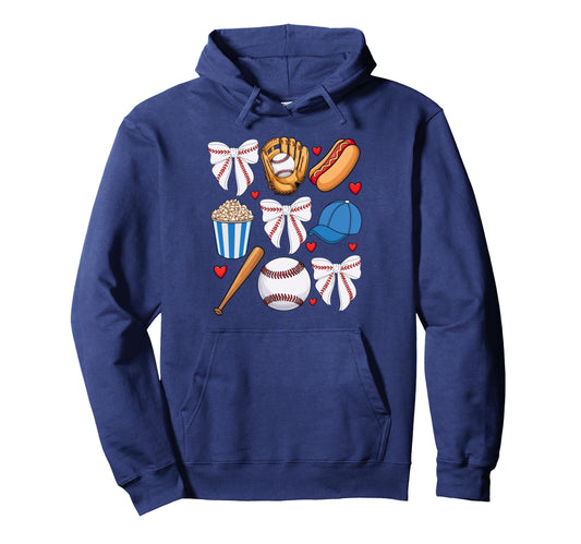 Baseball Coquette Bow Baseball Mom Game Hoodie - Fun Novelty Design Unisex - T-Shirt, Sweatshirt, Hoodie