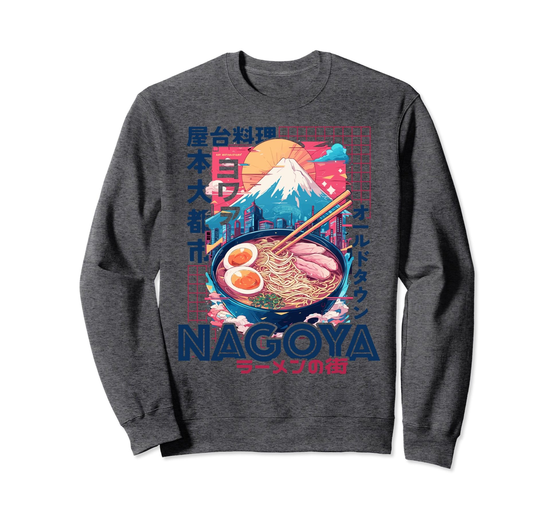 Nagoya City 80S Synthwave Ramen Bowl Sweatshirt - Trendy Graphic Unisex - T-Shirt, Sweatshirt, Hoodie