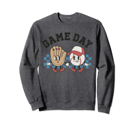 Baseball Groovy Cartoon Love Sweatshirt - Fun Novelty Design Men Women - T-Shirt, Sweatshirt, Hoodie