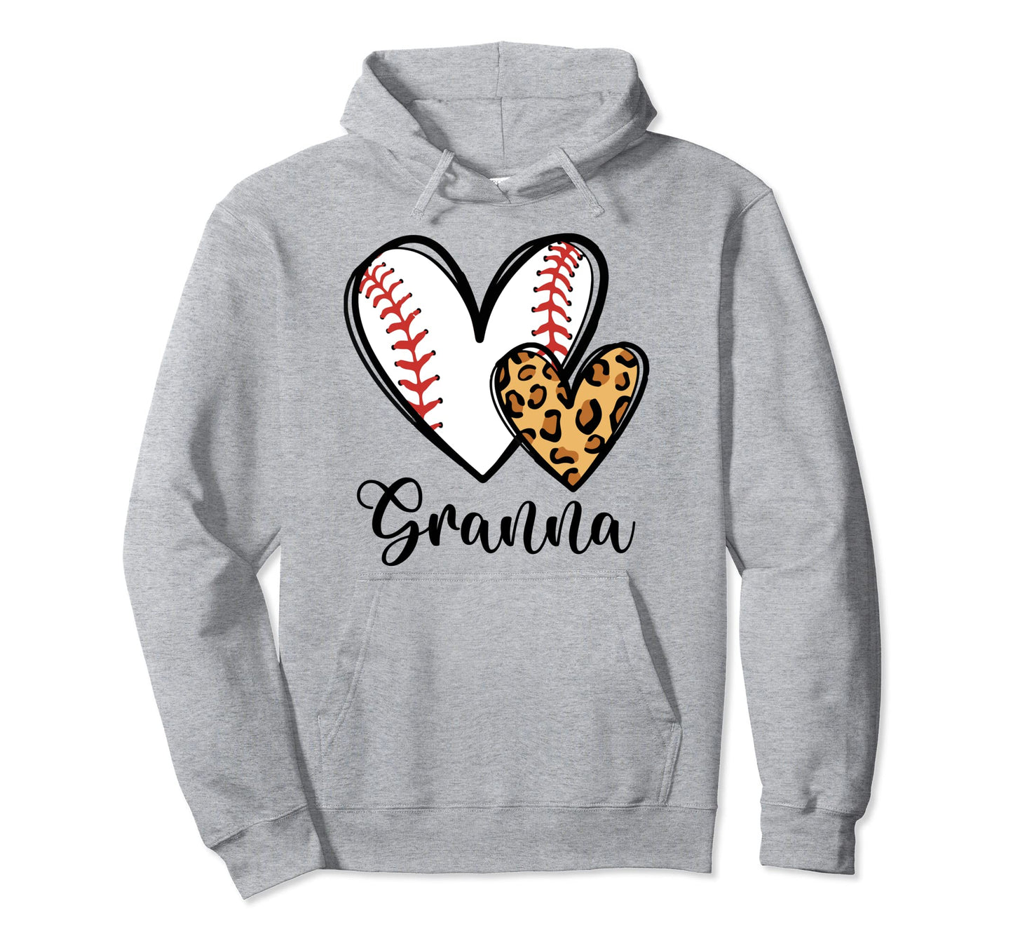 Baseball Leopard Heart Baseball Granna Hoodie - Trendy Graphic Unisex - T-Shirt, Sweatshirt, Hoodie