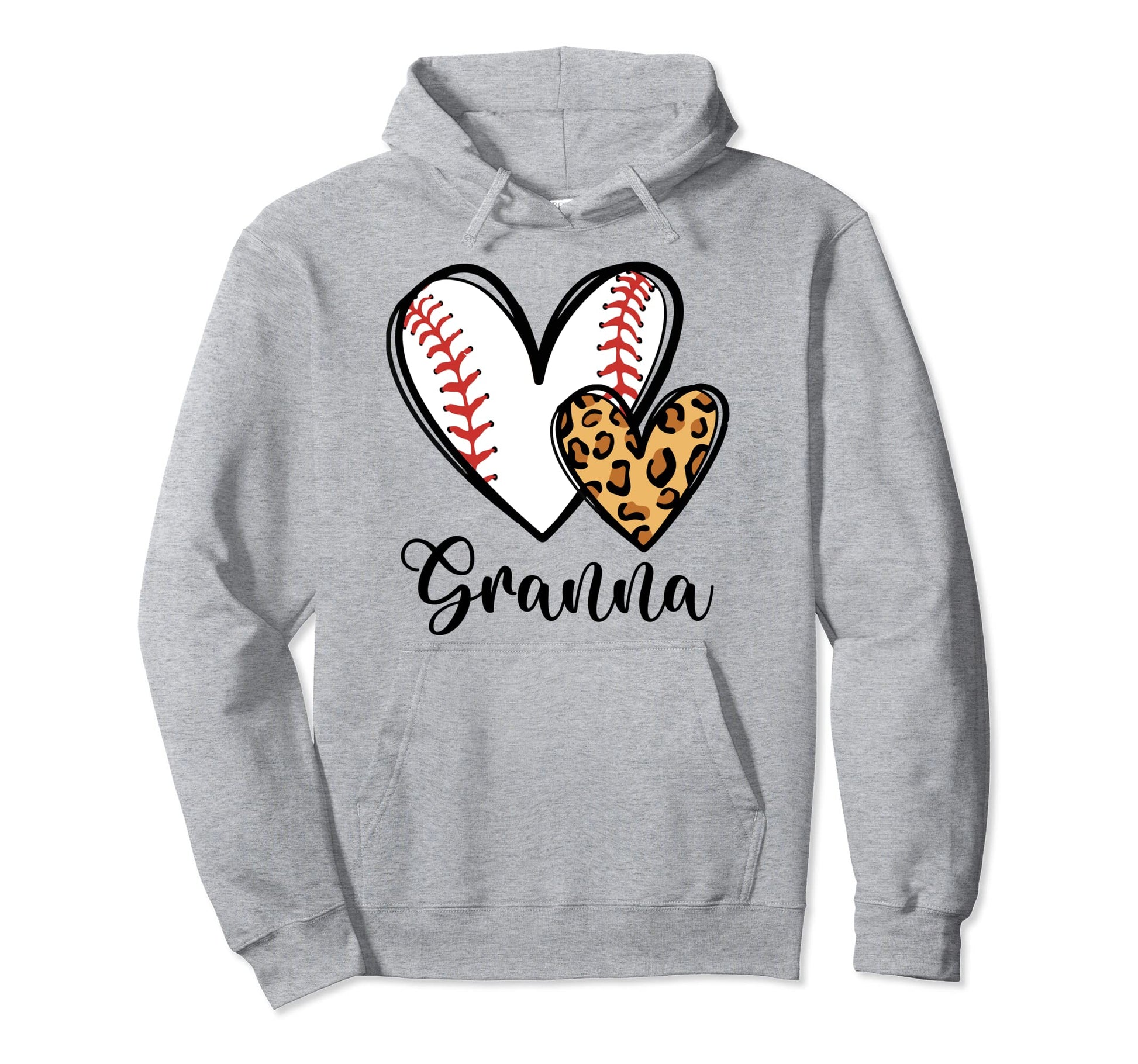 Baseball Leopard Heart Baseball Granna Hoodie - Trendy Graphic Unisex - T-Shirt, Sweatshirt, Hoodie