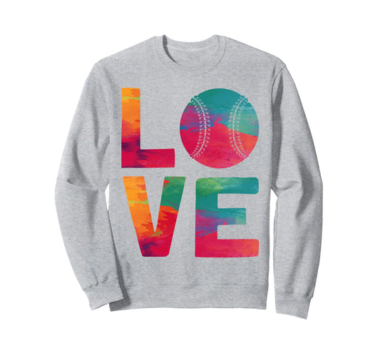 Baseball Fan Watercolor Love Sweatshirt - Novelty Apparel for Adults - T-Shirt, Sweatshirt, Hoodie