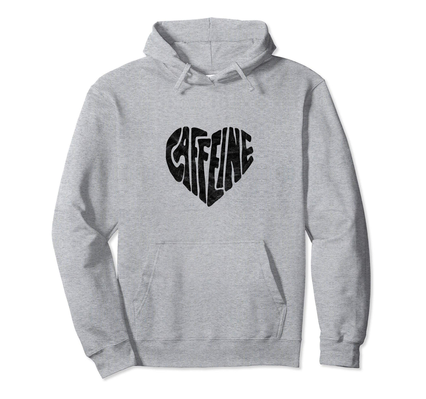 Caffeine Love Heart Typography Hoodie - Fun Novelty Design for Adults - T-Shirt, Sweatshirt, Hoodie