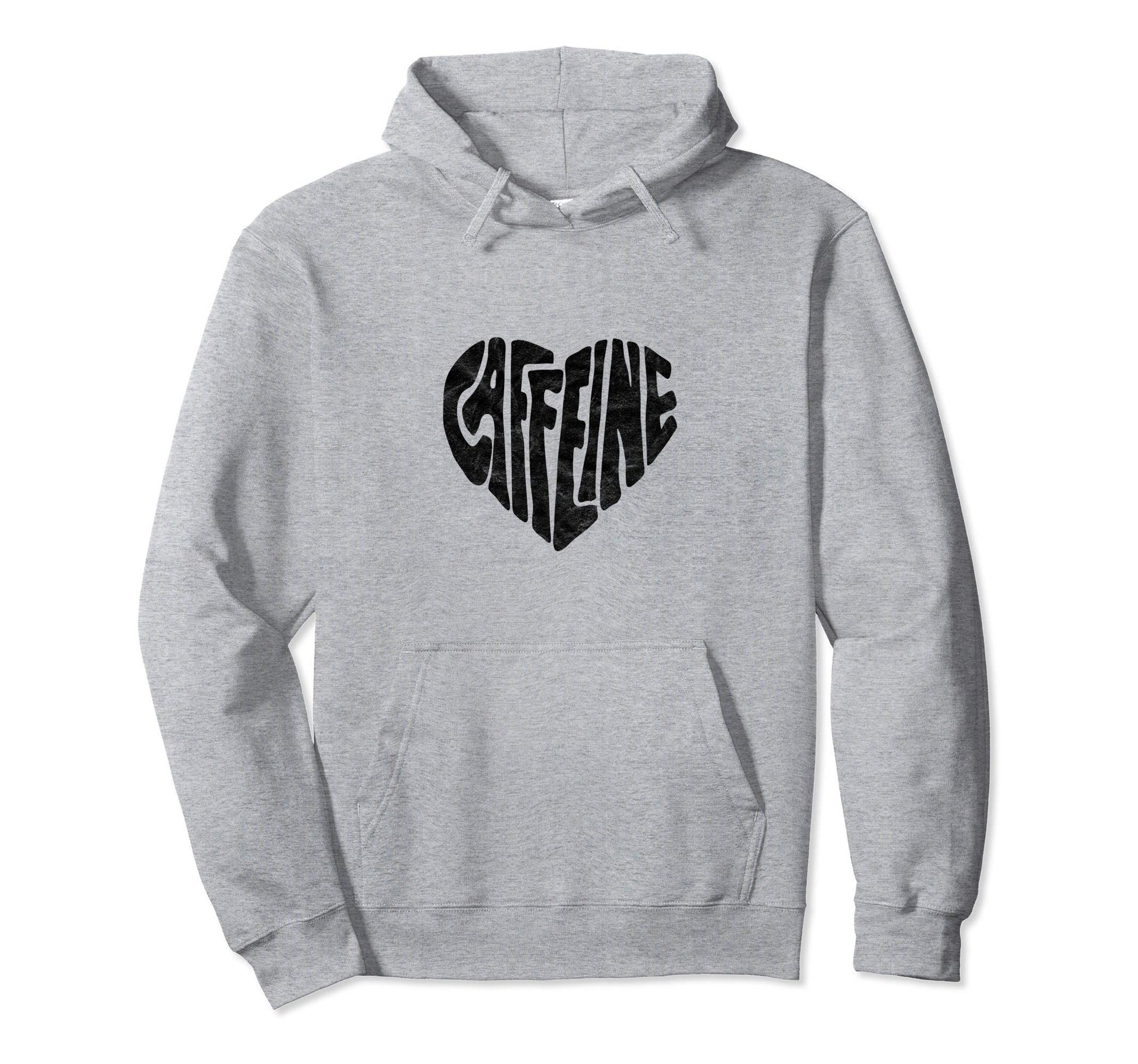 Caffeine Love Heart Typography Hoodie - Fun Novelty Design for Adults - T-Shirt, Sweatshirt, Hoodie