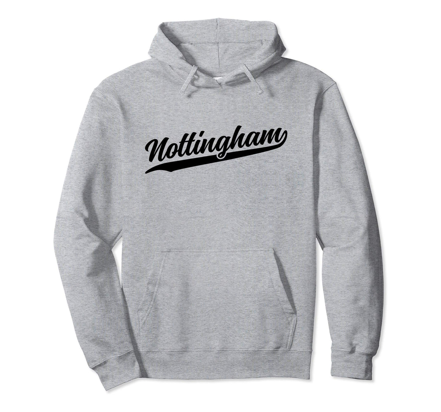 Nottingham England Cursive 1970S Swoosh Hoodie - Unique Graphic Men Women - T-Shirt, Sweatshirt, Hoodie