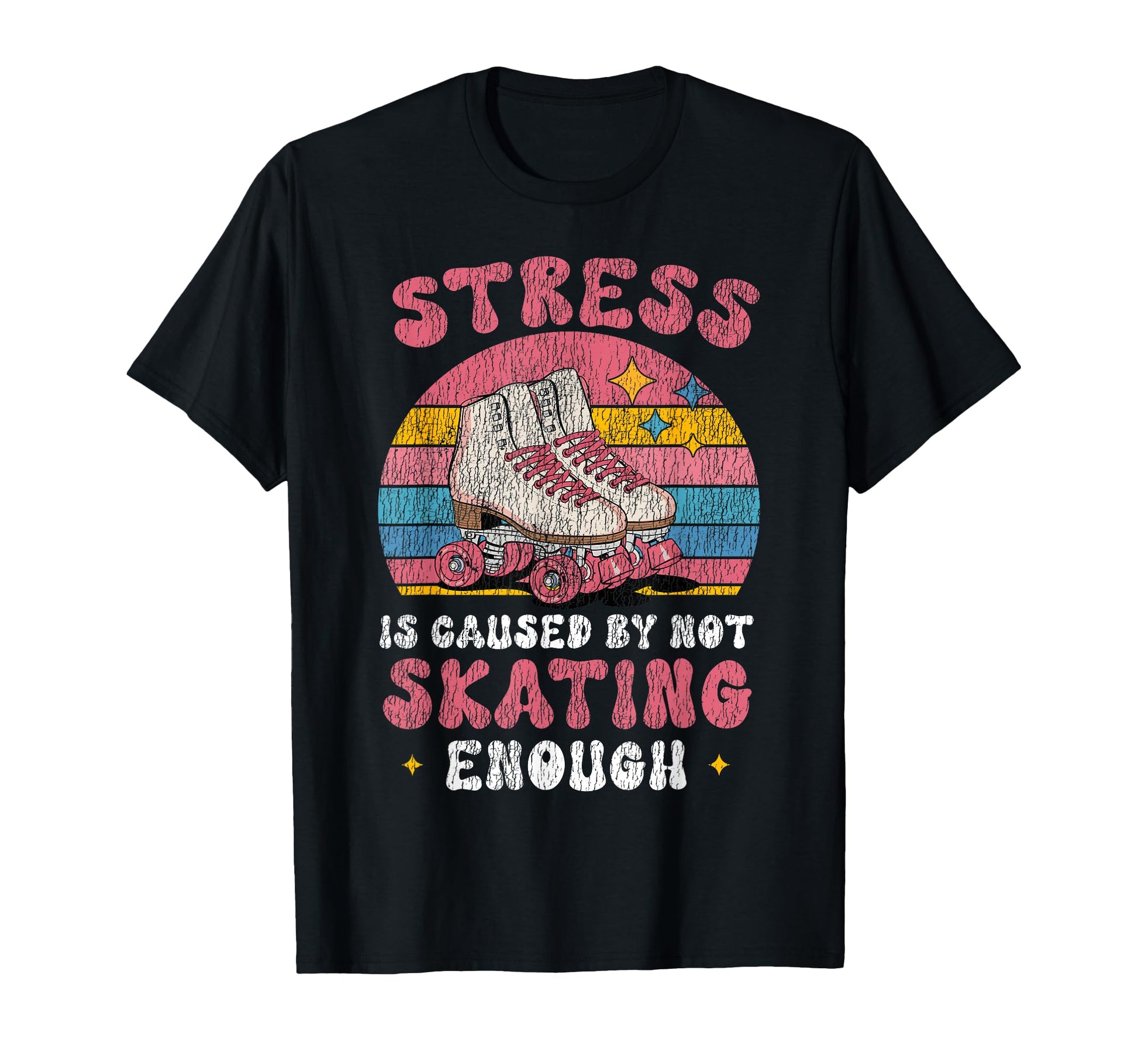 Roller Skating Skate 1970S Stress Is T-Shirt - Minimalist Print Men Women - T-Shirt, Sweatshirt, Hoodie