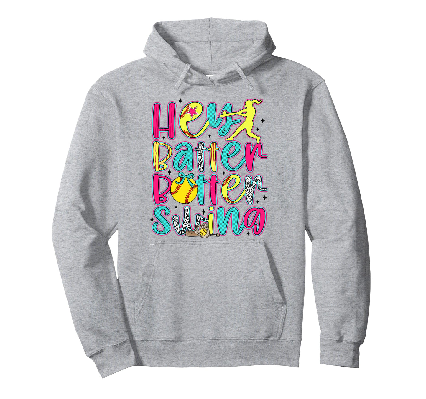 Hey Batter Batter Swing Coquette Bow Hoodie - Trendy Graphic for Adults - T-Shirt, Sweatshirt, Hoodie