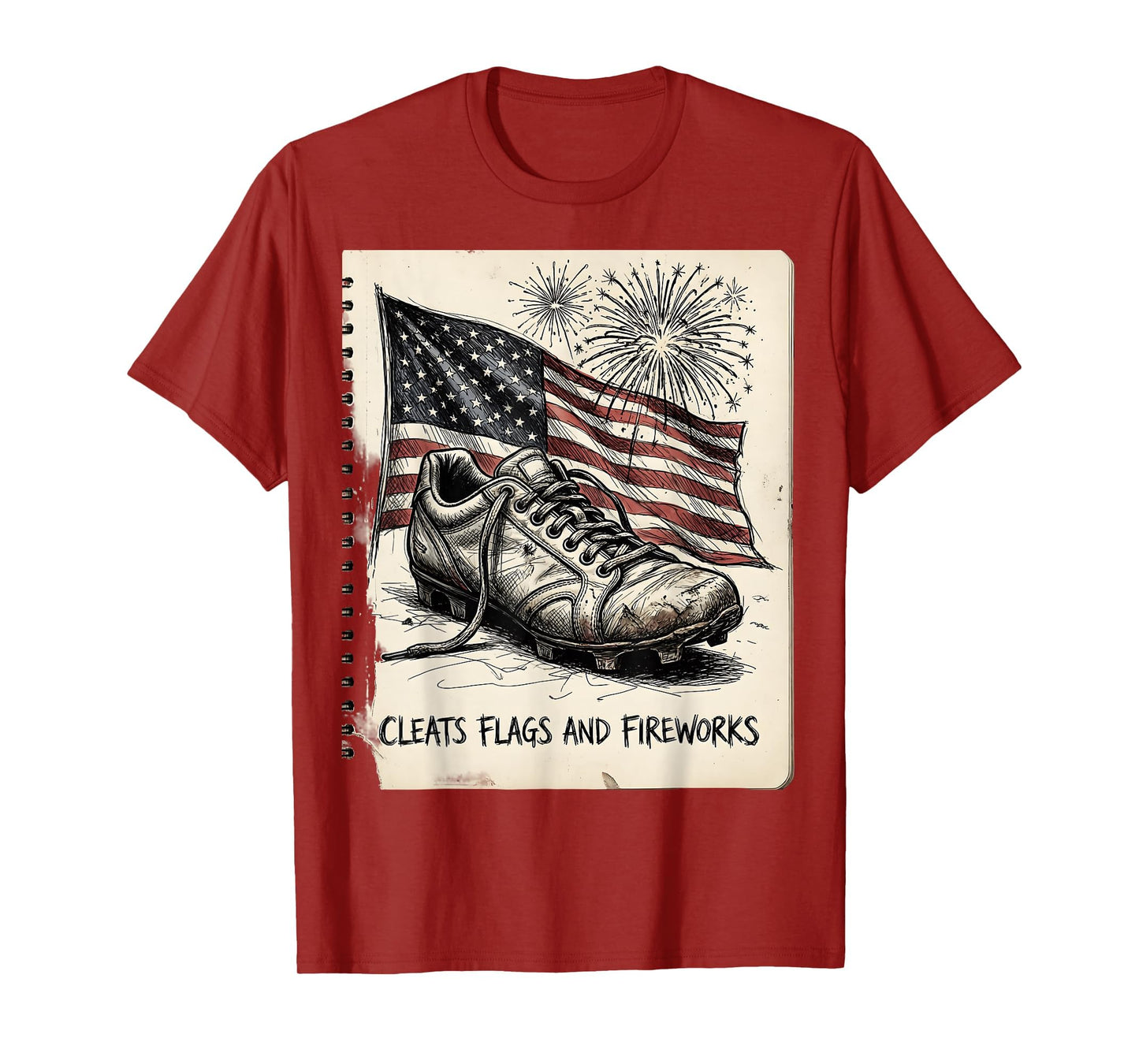 Cleats Flags And Fireworks 4Th July T-Shirt - Streetwear Style Unisex - T-Shirt, Sweatshirt, Hoodie