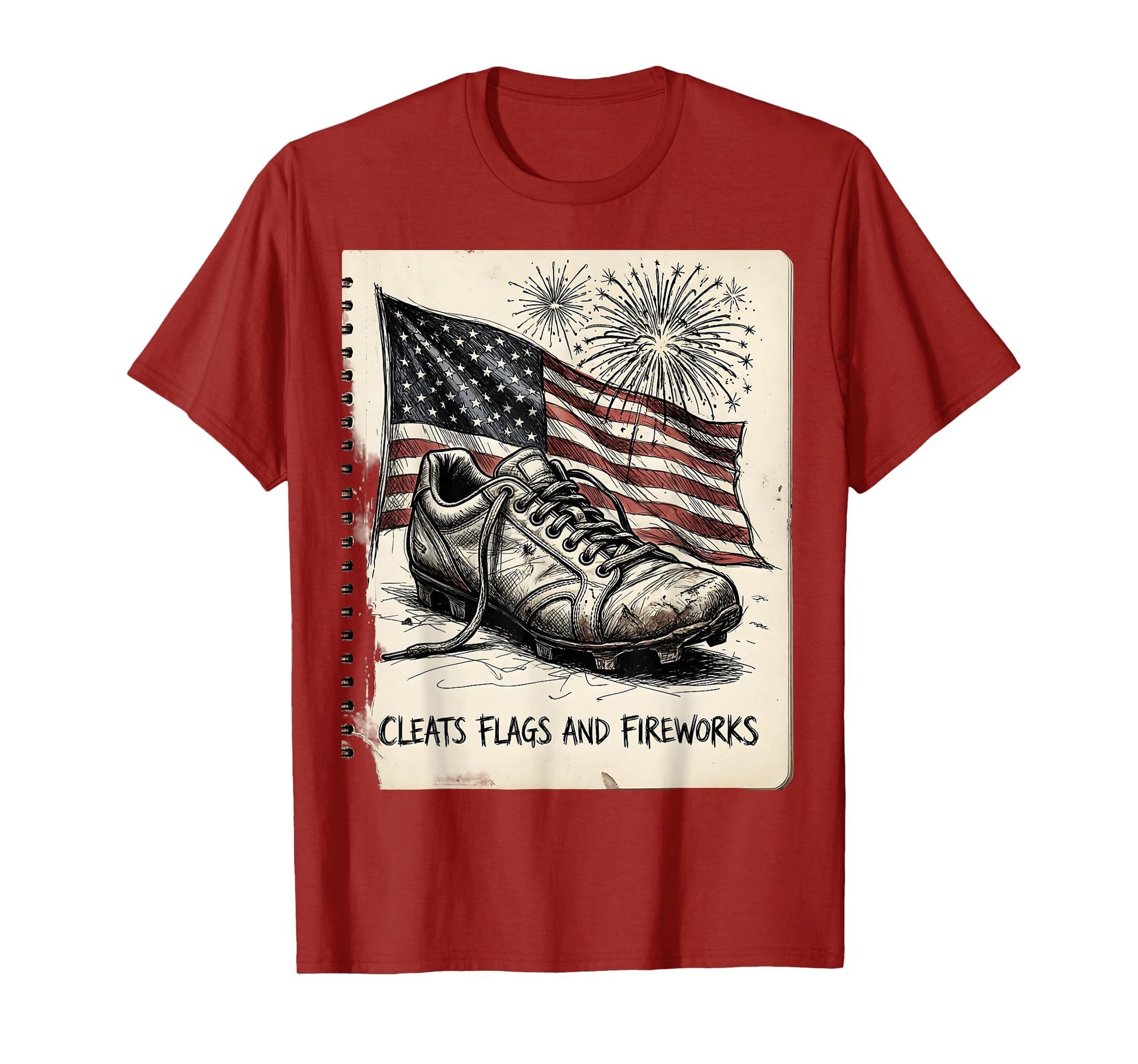 Cleats Flags And Fireworks 4Th July T-Shirt - Streetwear Style Unisex - T-Shirt, Sweatshirt, Hoodie