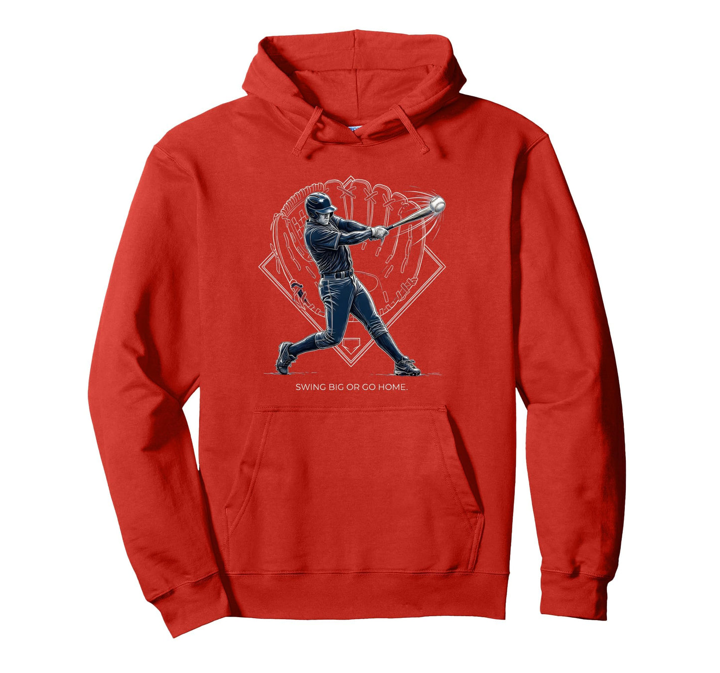 Swing Big Or Go Home Baseball Hoodie - Aesthetic Graphic Unisex - T-Shirt, Sweatshirt, Hoodie