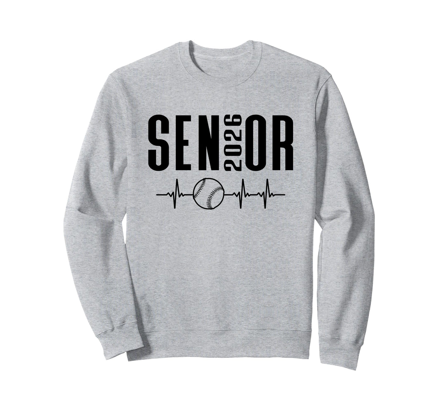 Senior 2026 Baseball Heartbeat Class 26 Sweatshirt - Graphic Print Unisex - T-Shirt, Sweatshirt, Hoodie