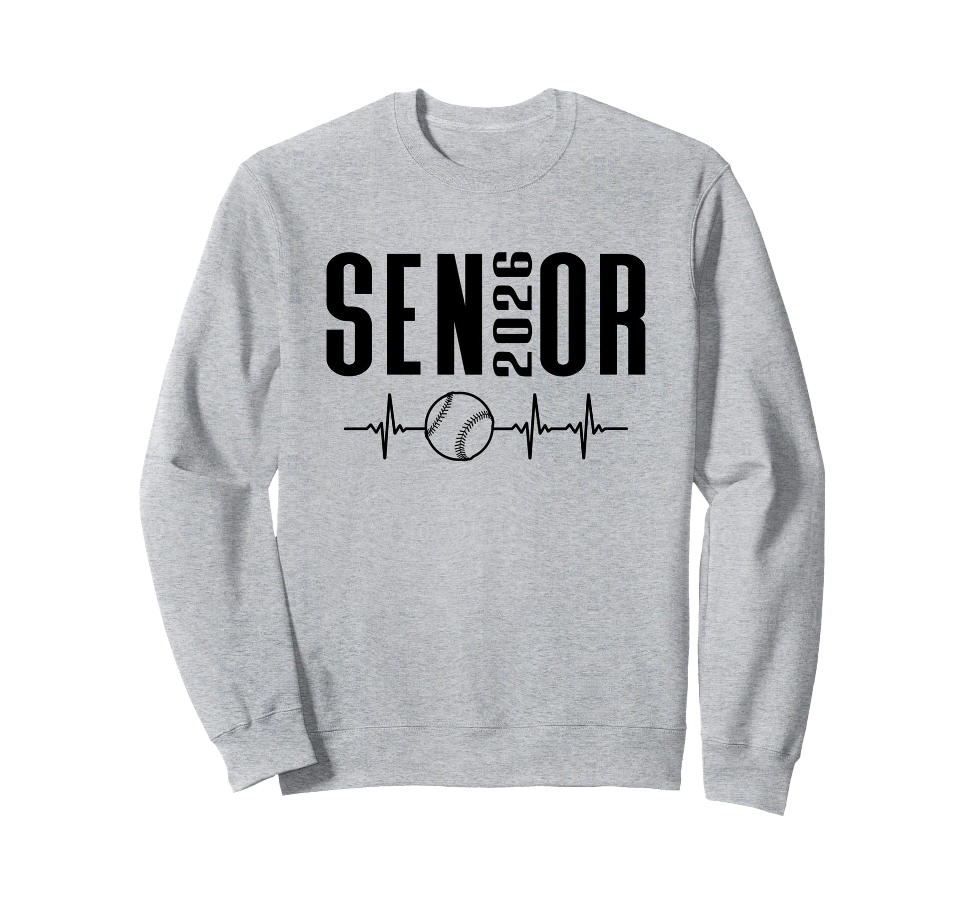 Senior 2026 Baseball Heartbeat Class 26 Sweatshirt - Graphic Print Unisex - T-Shirt, Sweatshirt, Hoodie