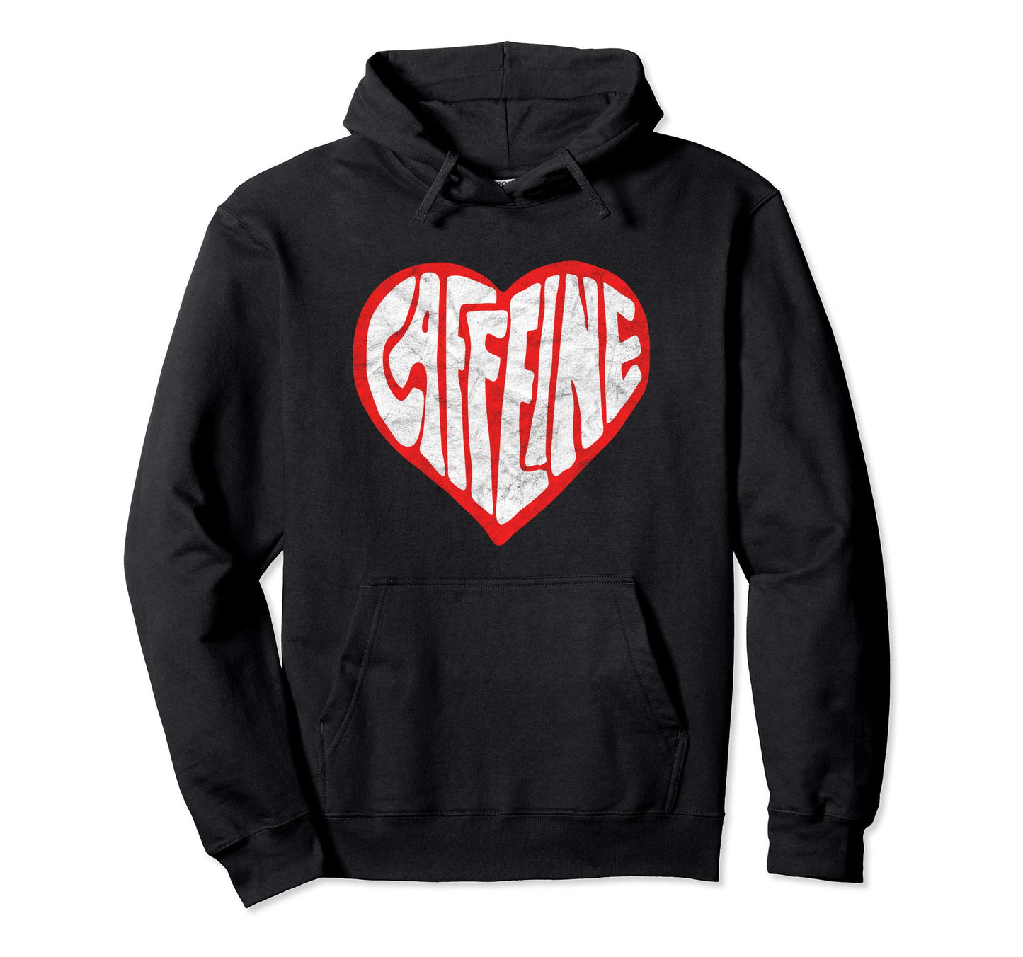 Caffeine Love Heart Typography Coffee Tea Hoodie - Unique Graphic Men Women - T-Shirt, Sweatshirt, Hoodie